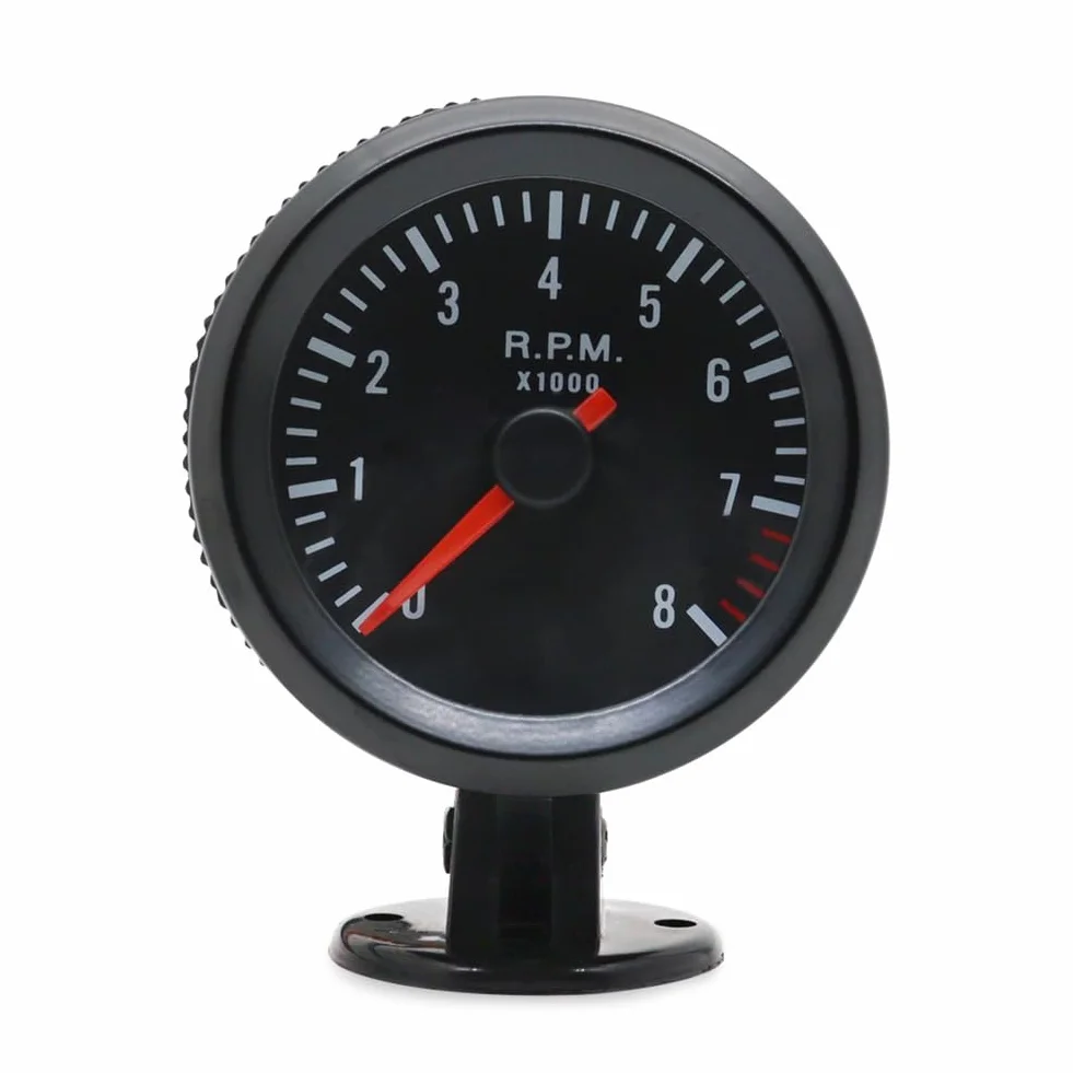 Tacómetro Analógico de 2 Pulgadas 52 mm, Medidor RPM 0-8000 para Automóvil Gasolina 1-8 Cilindros