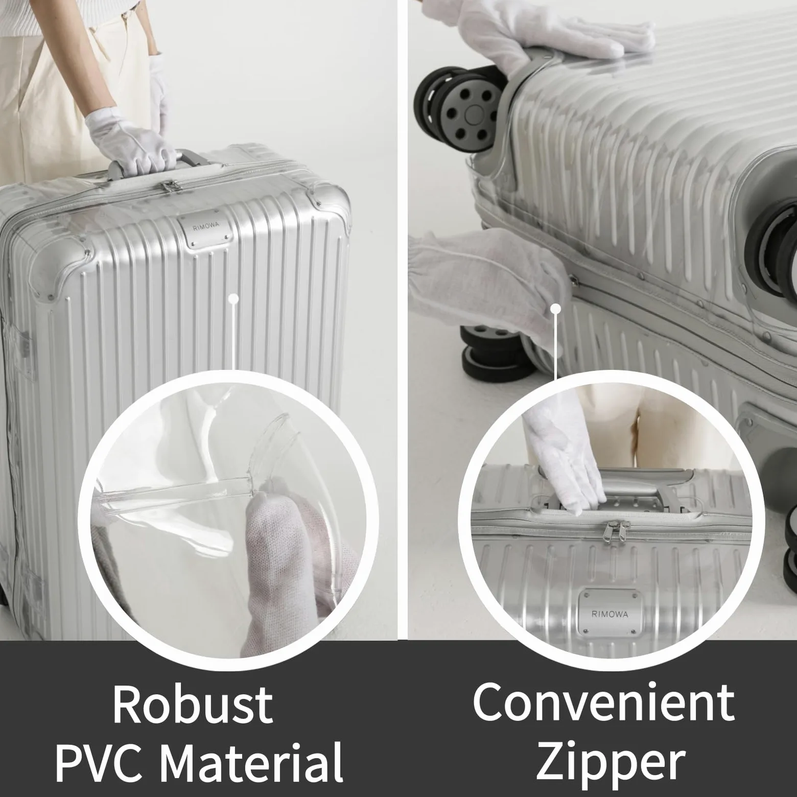 Funda de equipaje transparente de ajuste personalizado para todos los modelos RIMOWA, duradera, con cremallera y fácil de limpiar, Claro, 63, Rounge - Funda transparente para Rimowa