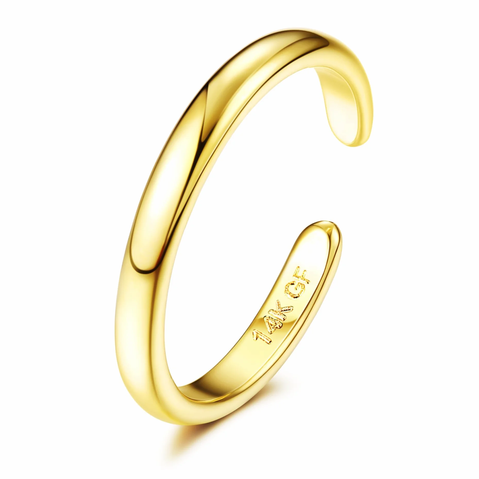 Morfetto Anillos de Dedo del Pie Rellenos de Oro de 14K para Mujer, Anillos de Meñique Abiertos Ajustables, Banda Enorme CZ, Anillos de Oro de Tres Filas, Joyería para Pies