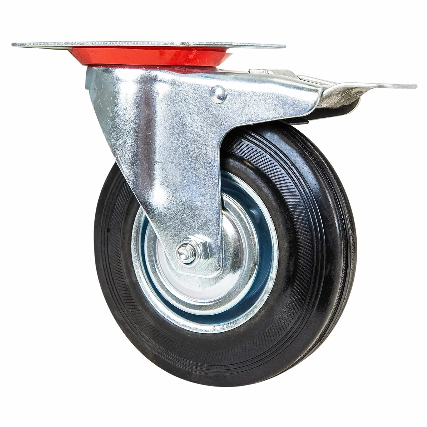 Ruedas de goma maciza con freno 125 mm 400 kg HMF 6790 4 unidades negro