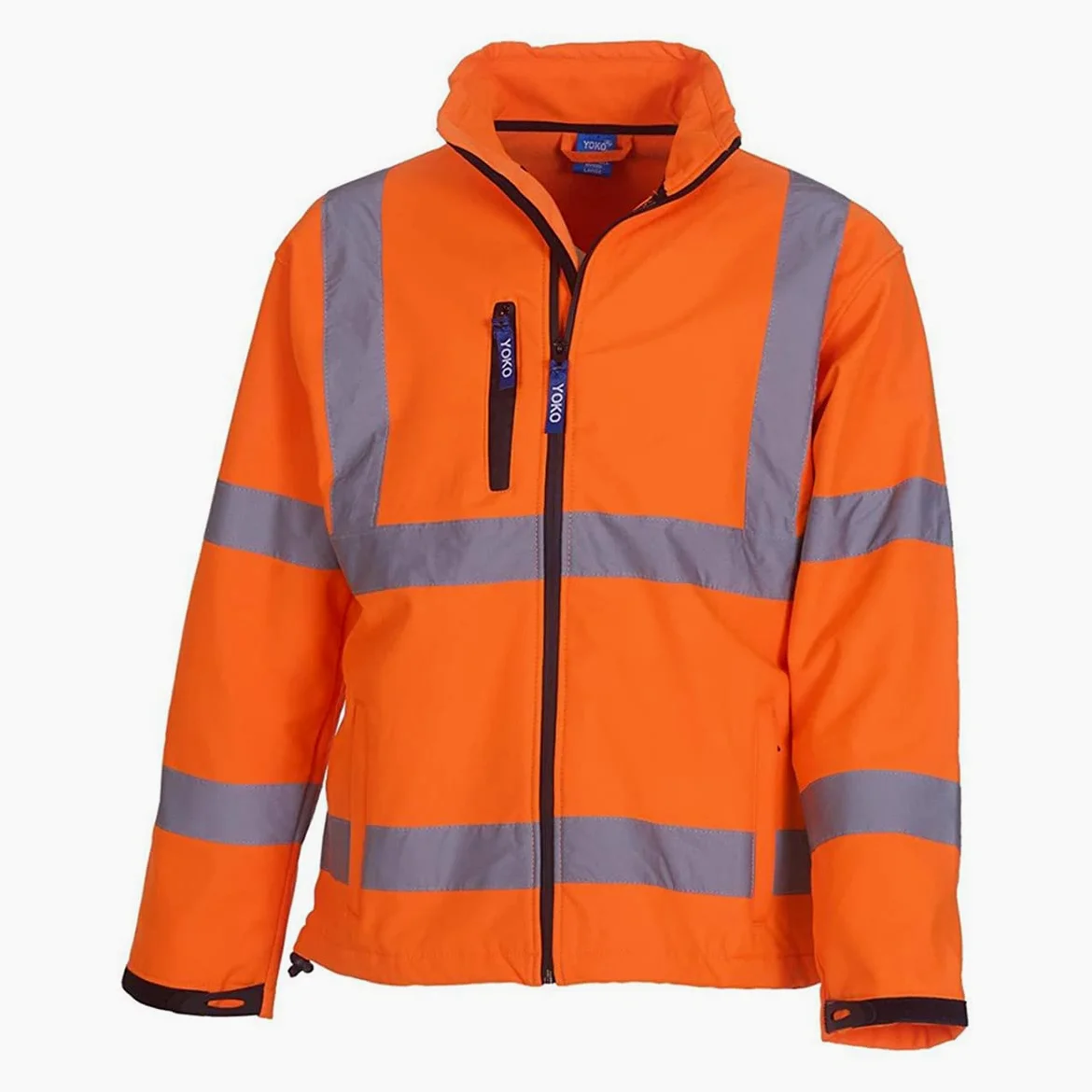 Yoko - Chaqueta reflectante de trabajo Softshell para hombre (Paquete de 2) (2XL) (Amarillo/Azul Marino fluorescente)
