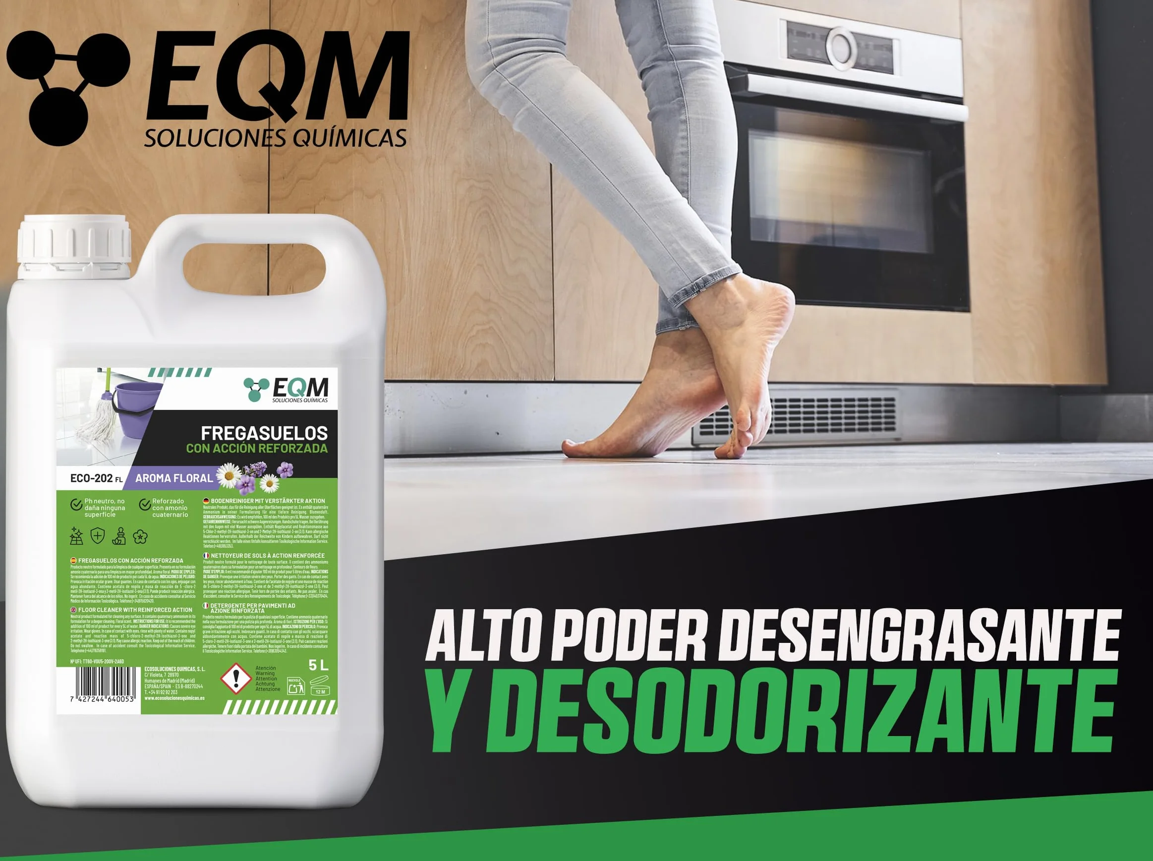 EQM ECO-202 Fregasuelos 5L Desengrasante Desodorizante