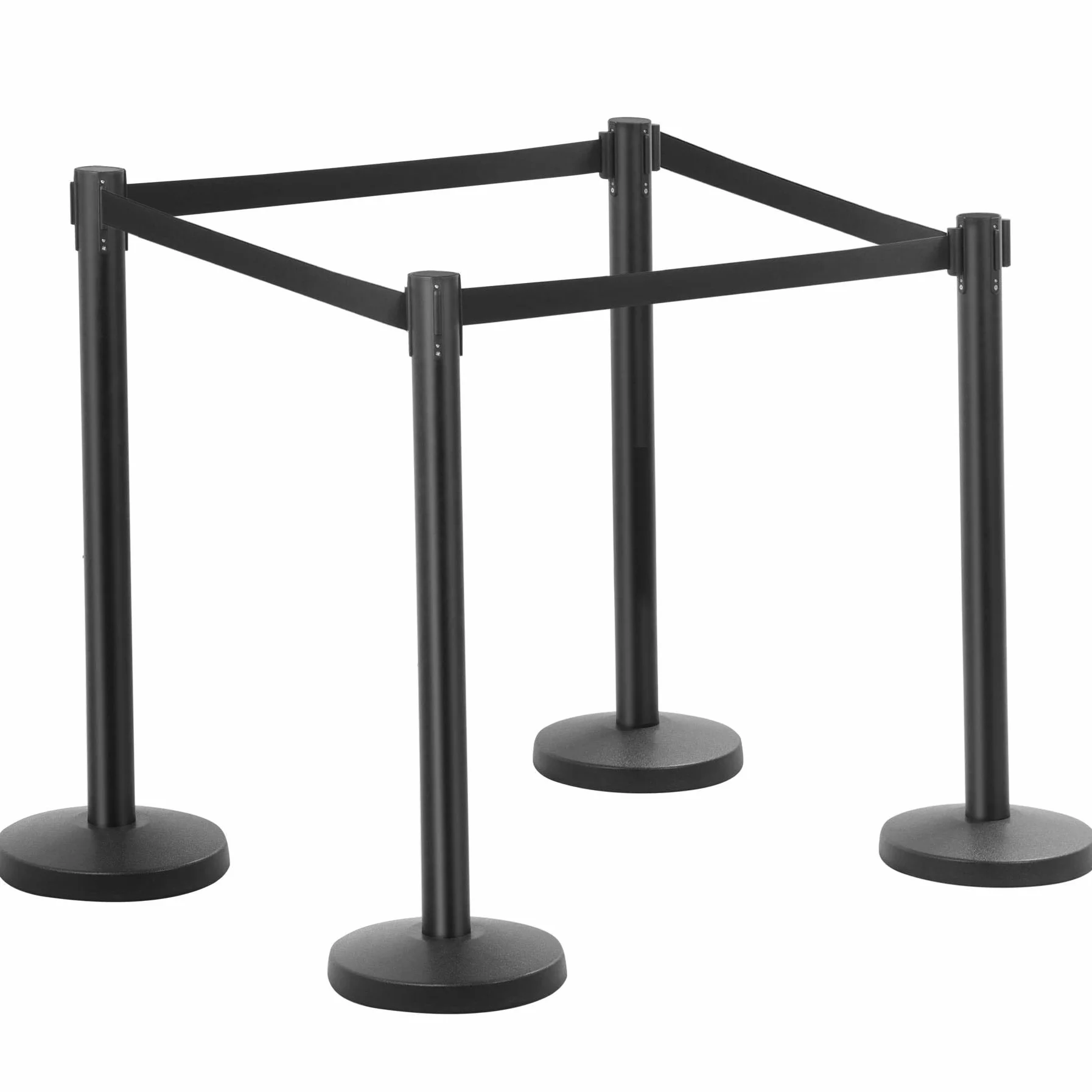 Yaheetech Poste Separador con Cinta Extensible Barrera de Seguridad Negro 200 cm