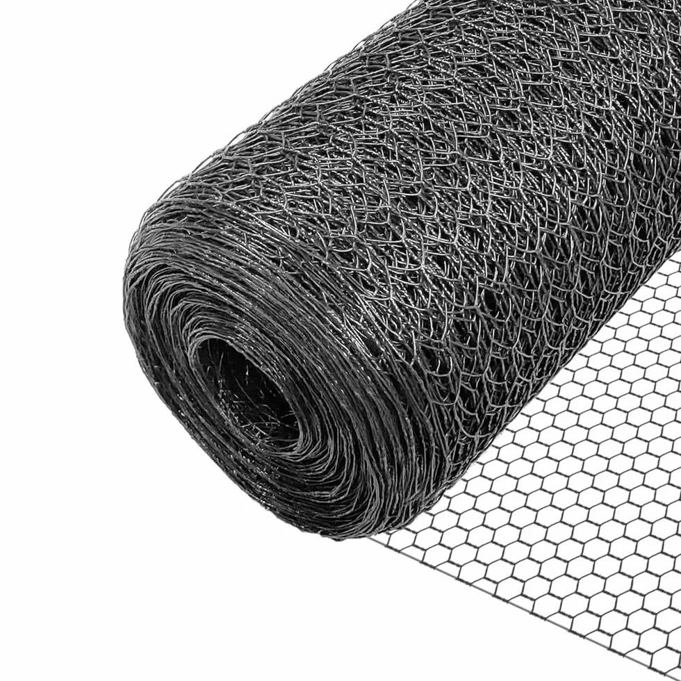 VOUNOT® Red Alambre Hexagonal Rollo Malla Metálica 13mm 100cm x 50m Revestimiento PVC Gris