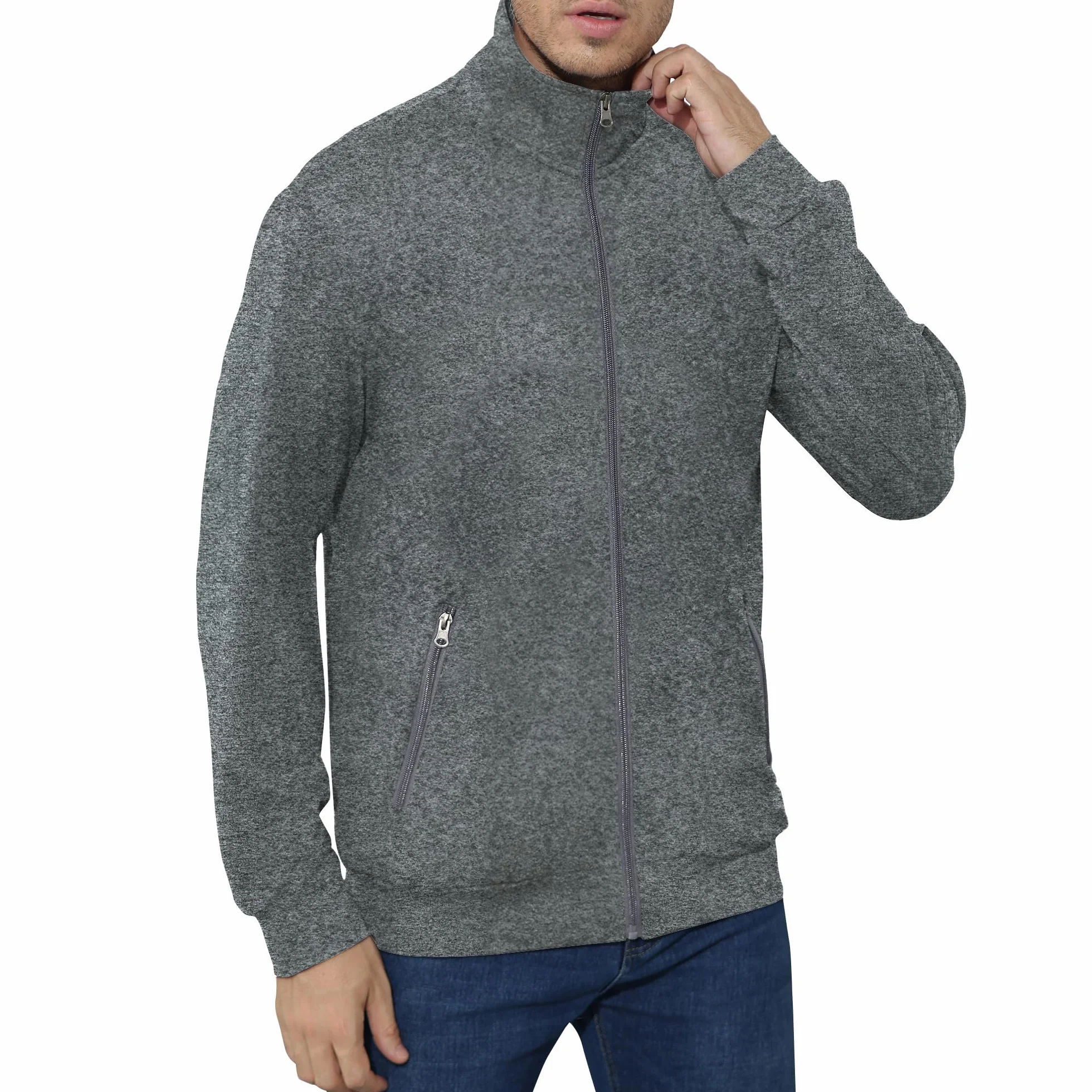 CTU Sudadera para hombre con cremallera completa, elástica, ligera, manga larga