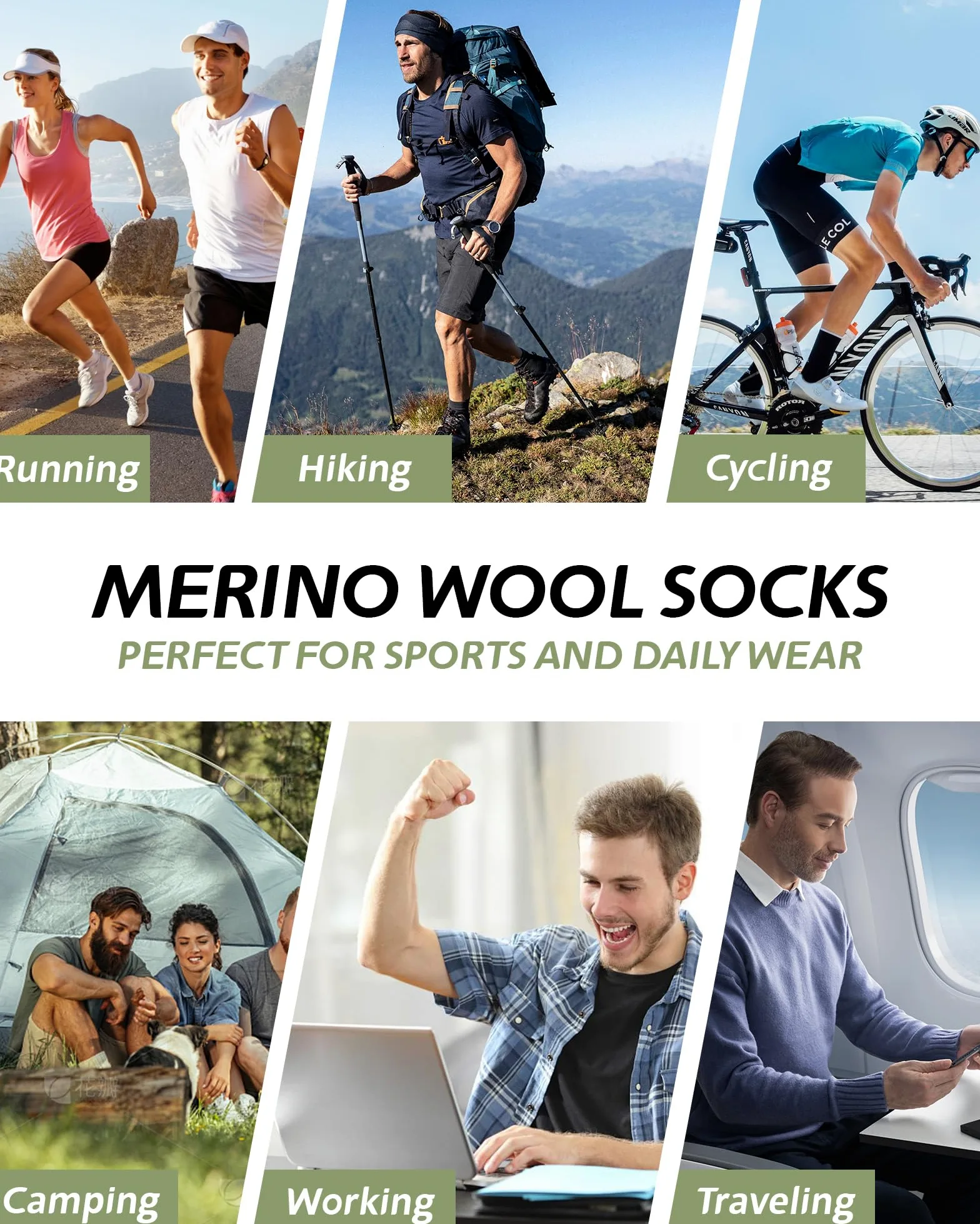 Calcetines de lana merino 90% para hombres y mujeres, calcetines de tobillo suaves y finos para atletismo, correr, senderismo, ciclismo, 3 pares