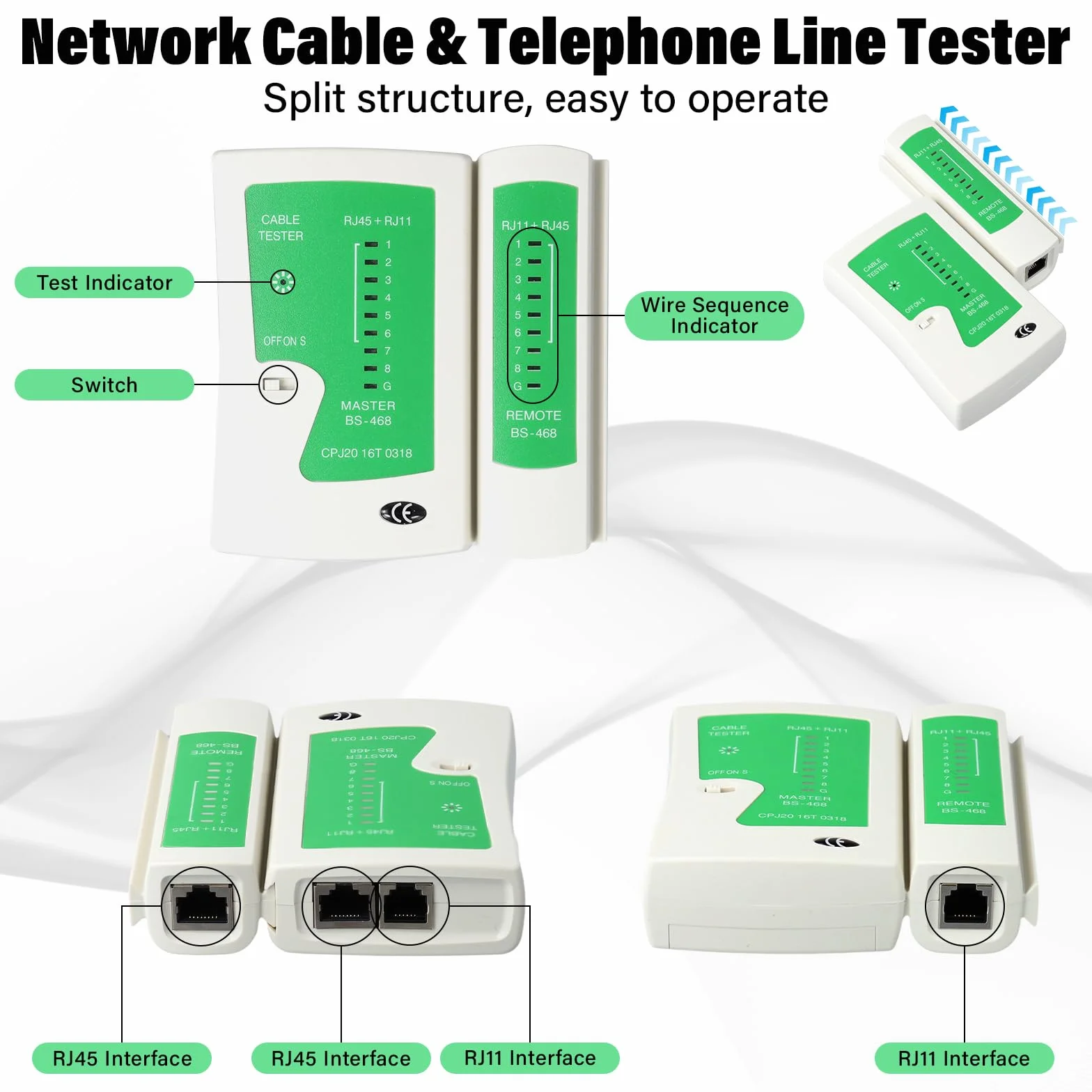 Kit de herramientas de red RJ45 con conectores Cat7/6a, CAT.5/5e/6, RJ11/RJ12 y probador