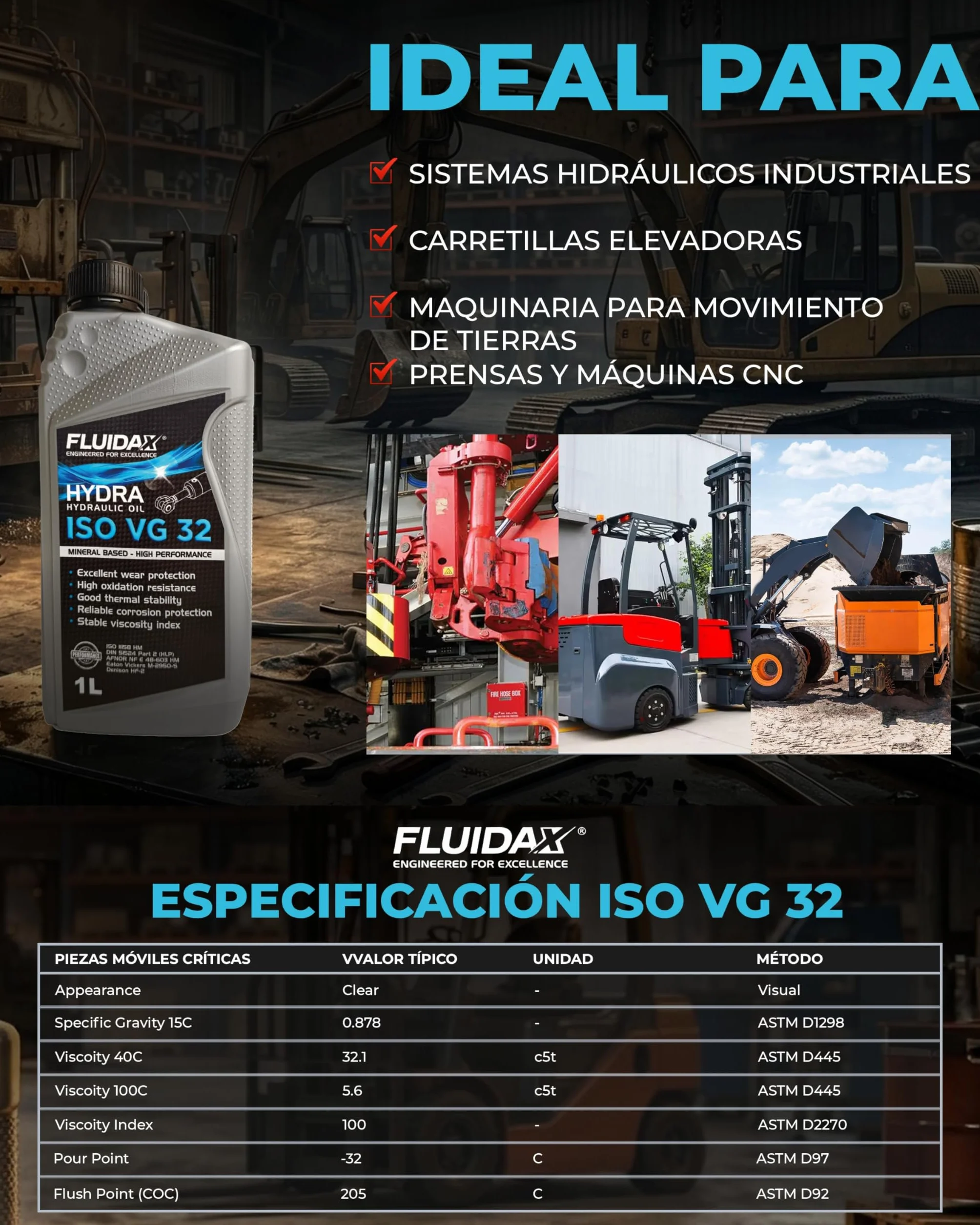 Aceite hidráulico ISO VG 32 HLP 1 litro lubricante mineral antidesgaste DIN 51524