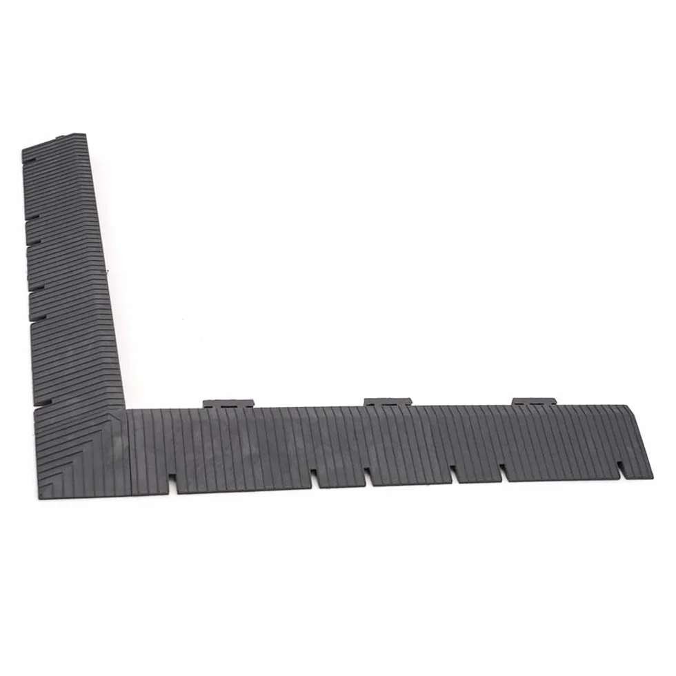 Kit 2 Rampas + Esquinera PVC Reforzado Gris Oscuro 33x5x2cm Accesorio Losetas Reforzadas