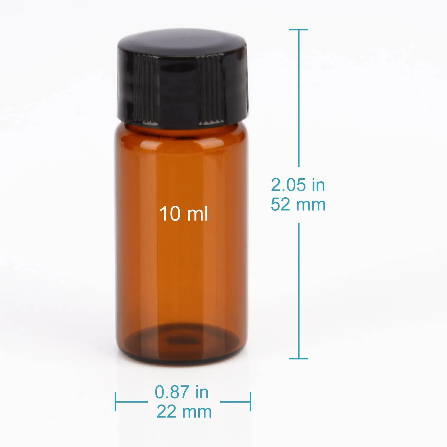 Frasco de Muestreo de Vidrio Ámbar 10 ml con Tapa de Rosca, Paquete de 40