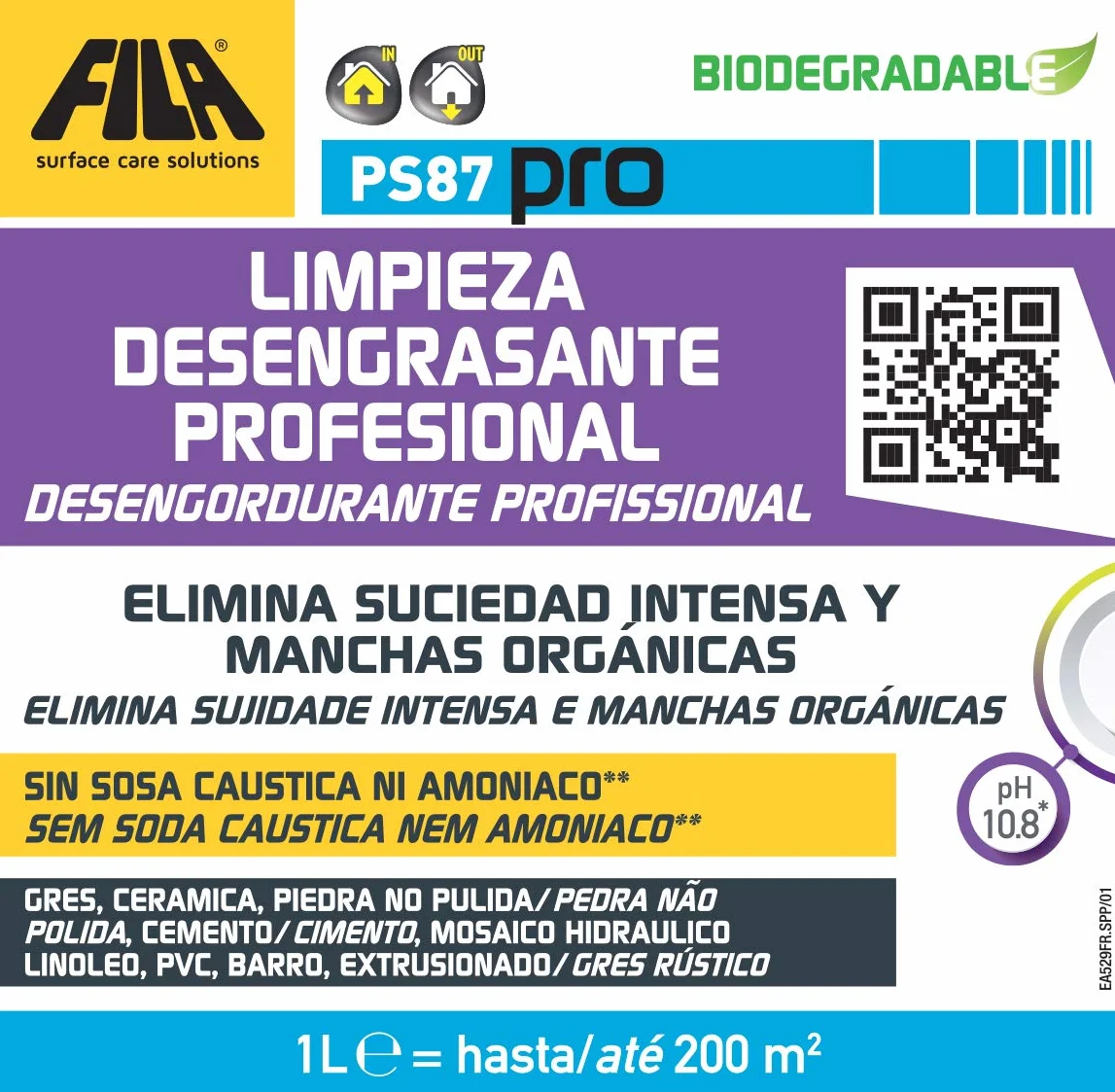 PS87 Pro Detergente Desengrasante Decapante Limpieza Profesional Pavimentos 1L