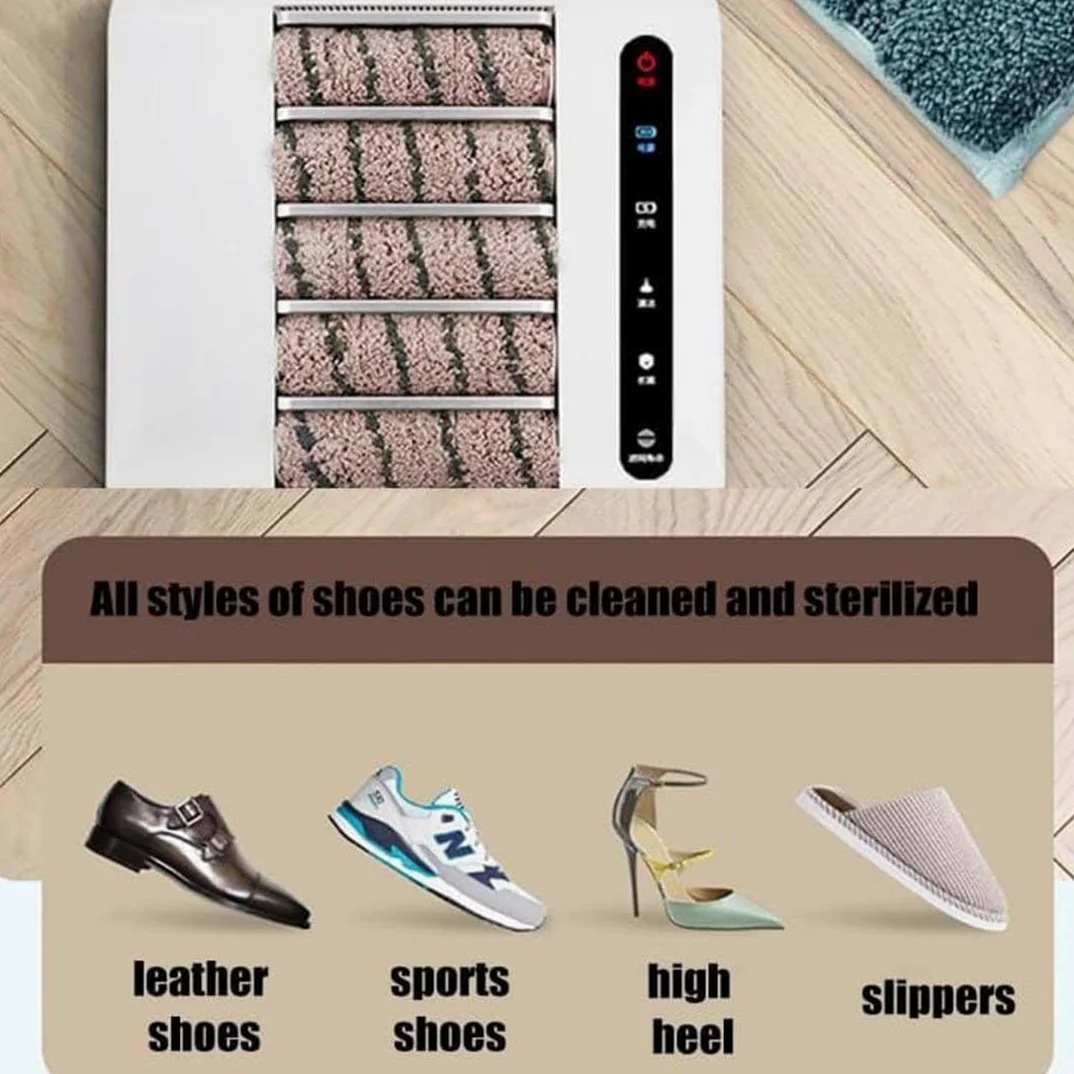 Máquina automática de limpieza de suela de zapatos, limpiador y pulidor de inducción recargable, 2600 mAh para hoteles, edificios comerciales y bancos
