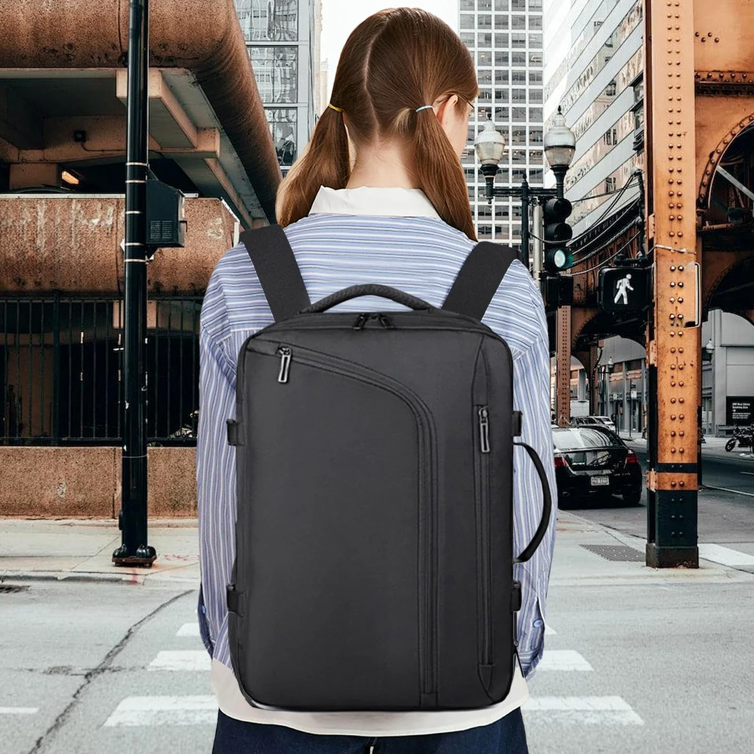 Mochila de Viaje con Compresión Al Vacío Bolsas de Almacenamiento al Vacío | Equipaje De Cabina Ligero Para Avion, Organizacion De Ropa En Viajes Largos, Maleta De Negocios Y Ahorrador De