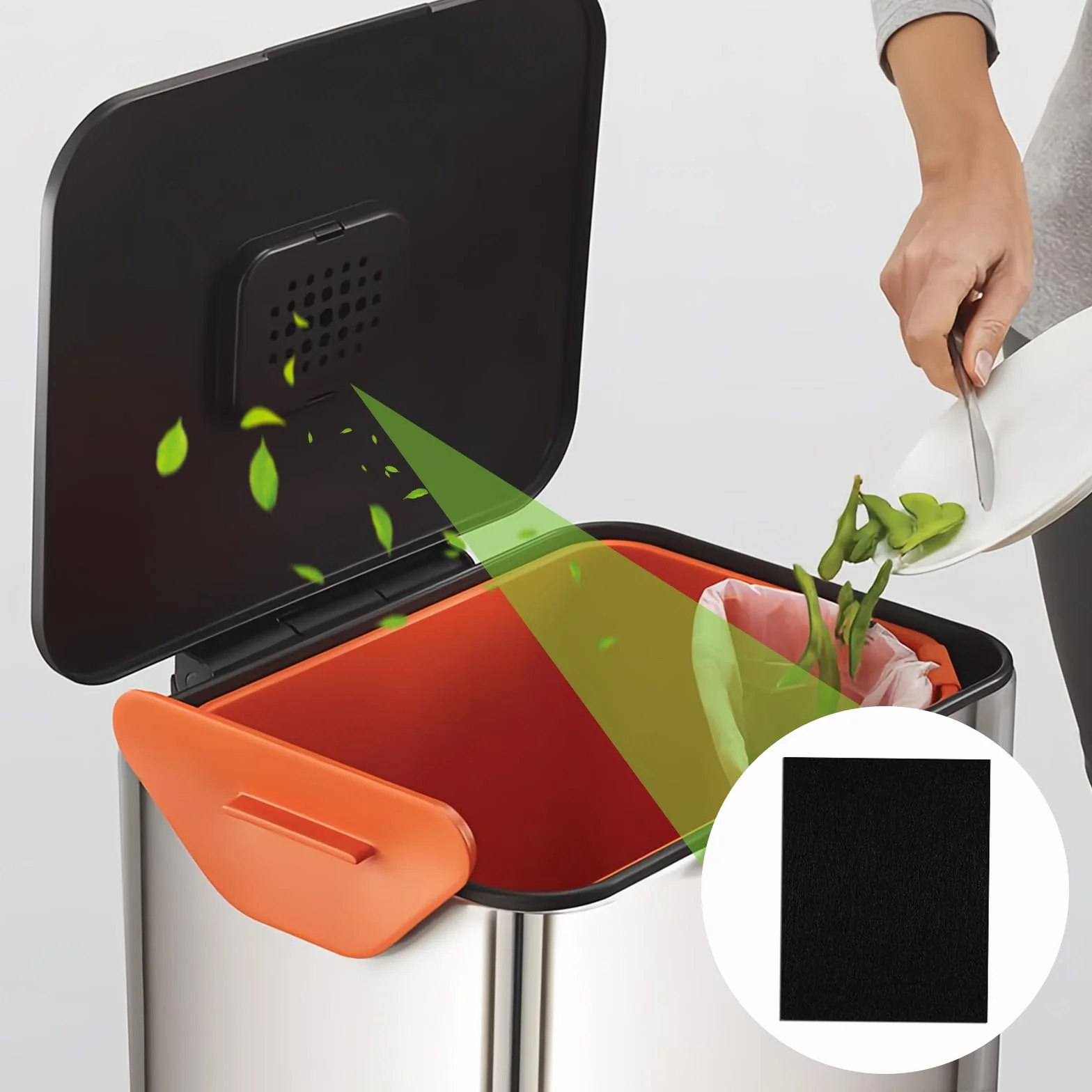 Filtros de carbón Activado Antiolor Cuadrados compatibles con Joseph Food Waste Caddy, Filtro para Cubos de Repuesto para Cocina de Interior