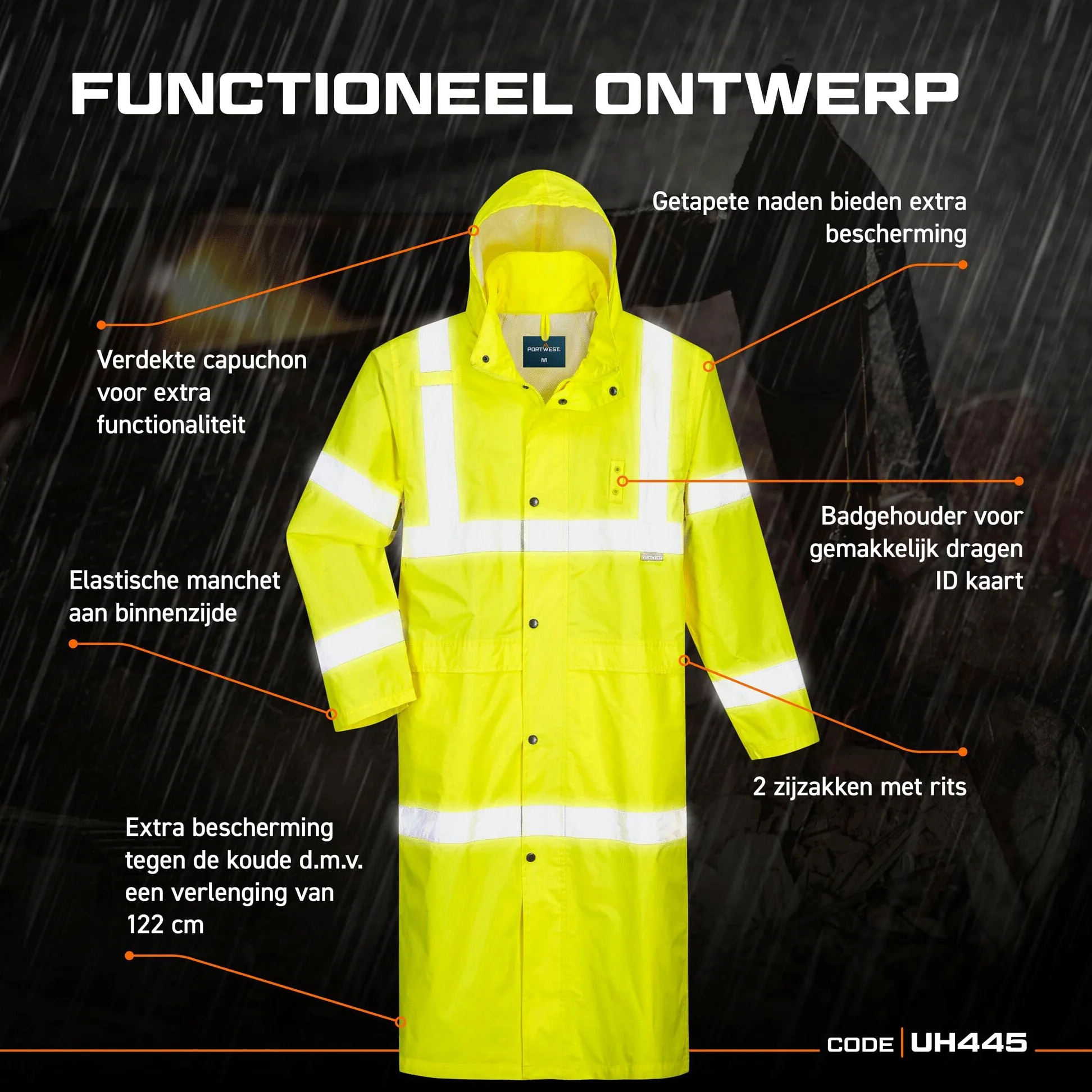 Portwest Gabardina de alta visibilidad 122cm - H445