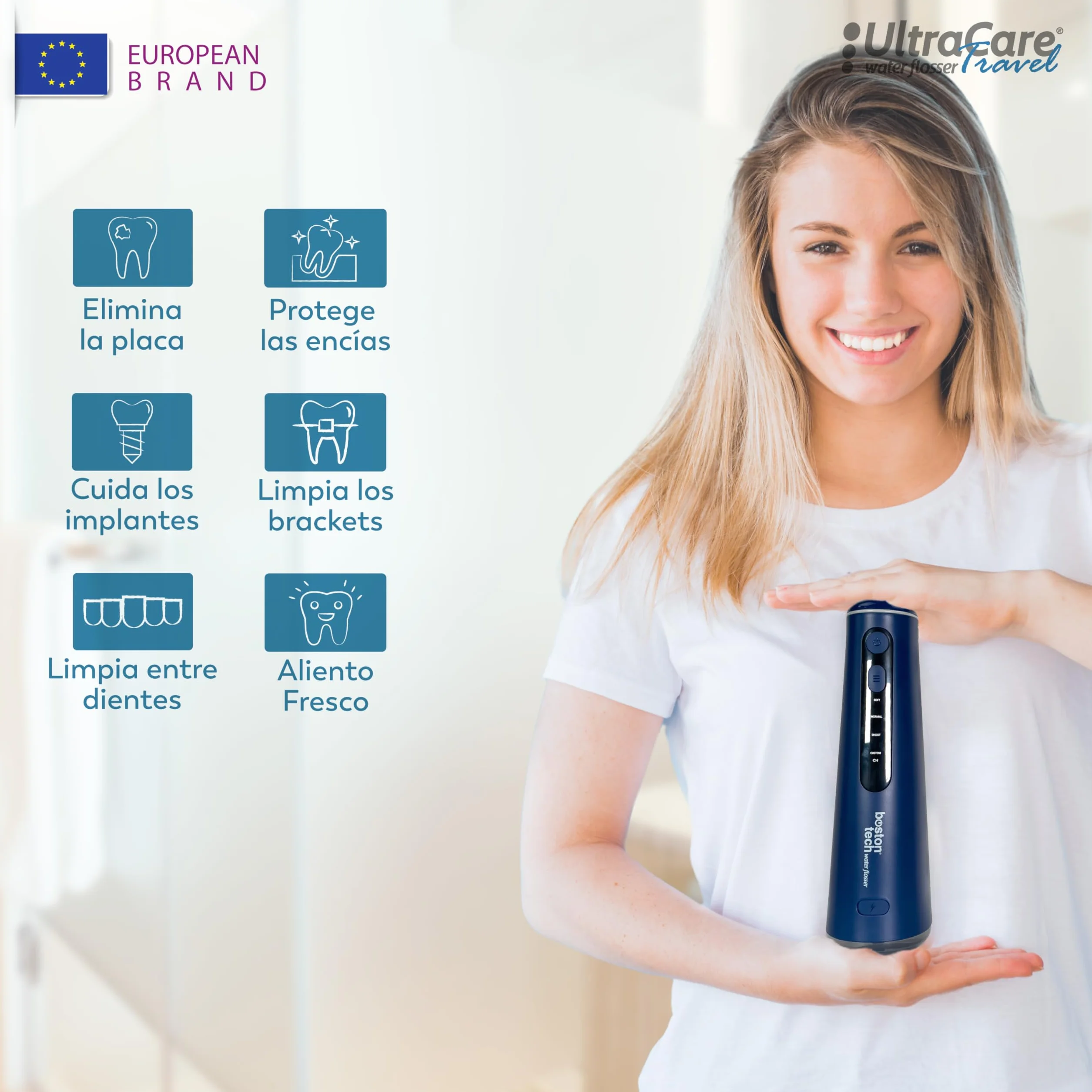 Aquapik Irrigador Bucal Portatil Inalámbrico Profesional 8 Boquillas 4 Modos IPX7 300ML USB-C Recargable