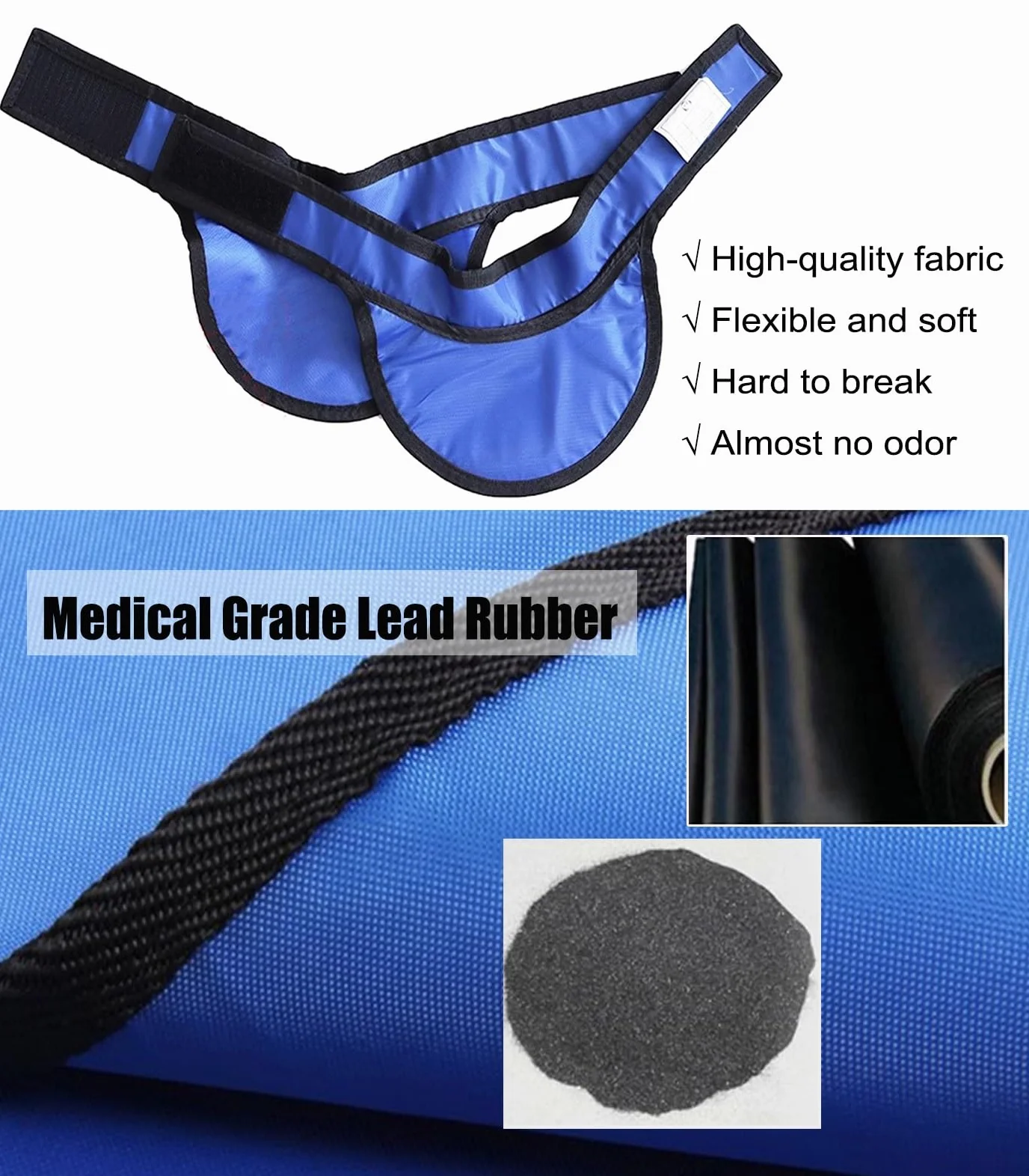 Delantal de Plomo Collarín para Tiroides 0,5 mmpb Protector de Cuello Ajustable Antiestático Rayos X