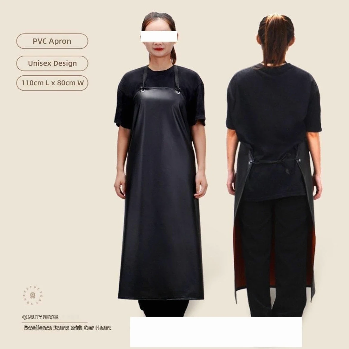Delantales Ajustables, Delantal PVC Negro 110-120cm x 75cm(120cm*75cm 10pcs)
