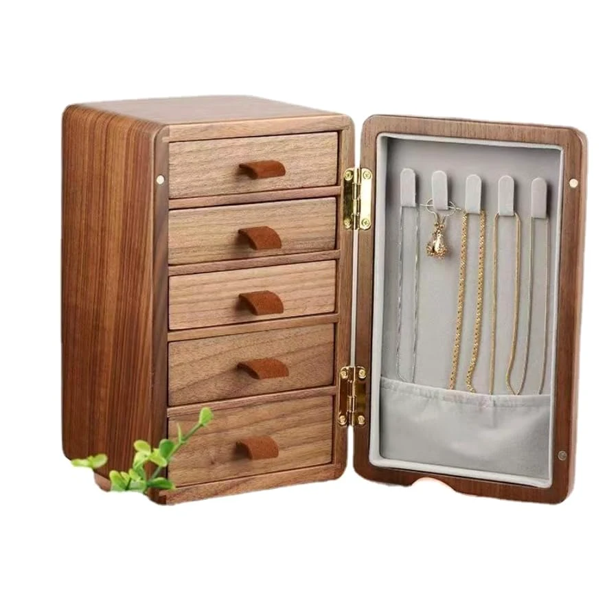 Cajas de almacenamiento de joyas, armarios de joyería de madera maciza, soportes, collares, aretes, pulseras, soportes para anillos y cajas de almacenamiento de accesorios