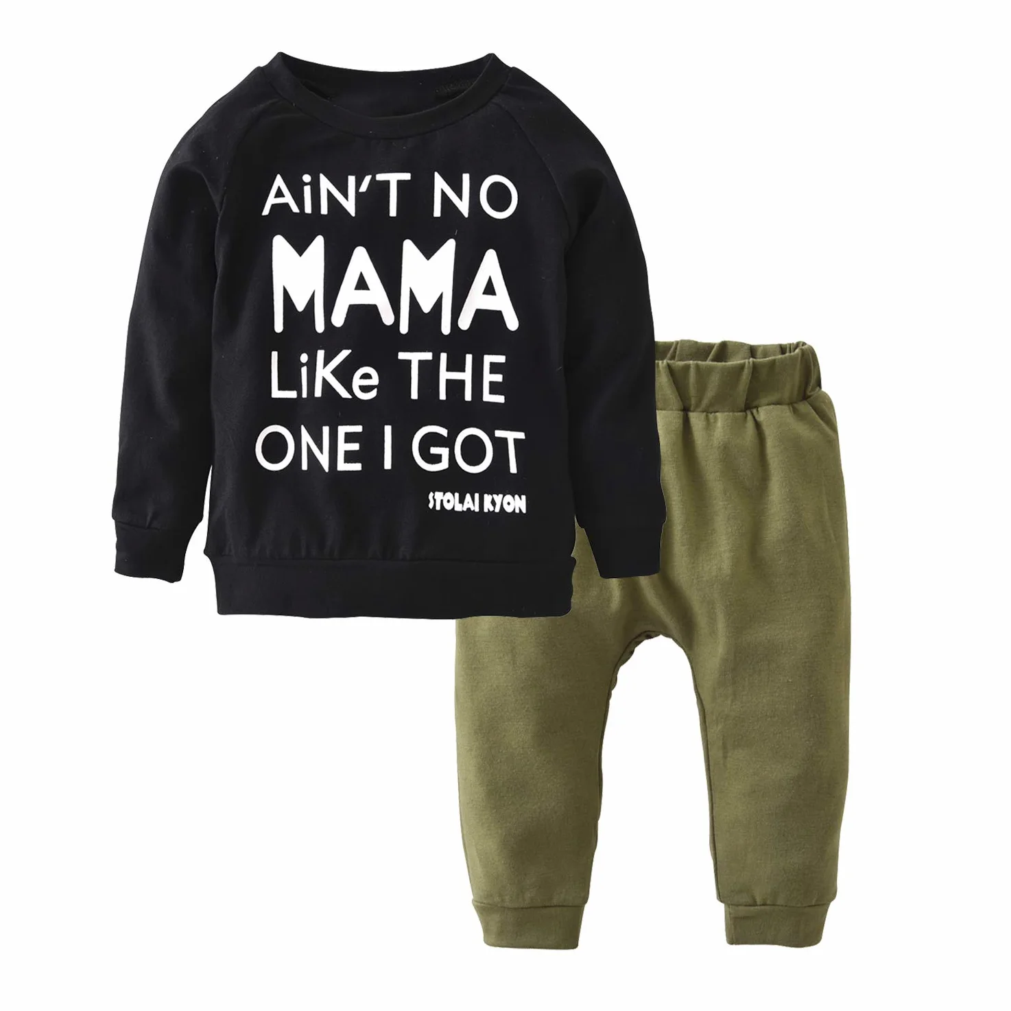 Conjunto de ropa para bebé niño pequeño con letras impresas, parte superior y pantalón