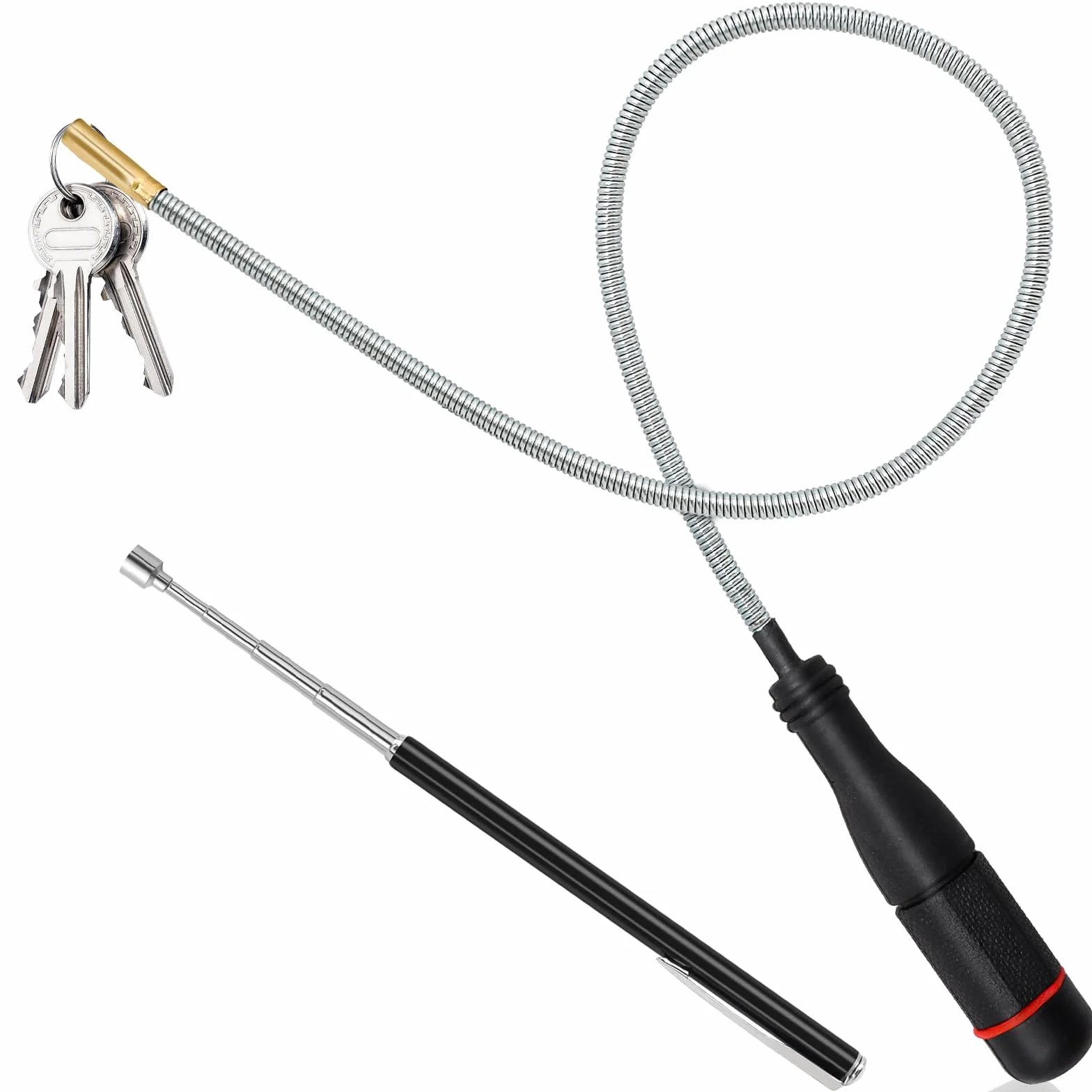 Imán de varilla flexible 55 cm + barra magnética retráctil 55 cm elevador de pared flexible recoge tornillos llaves piezas pequeñas
