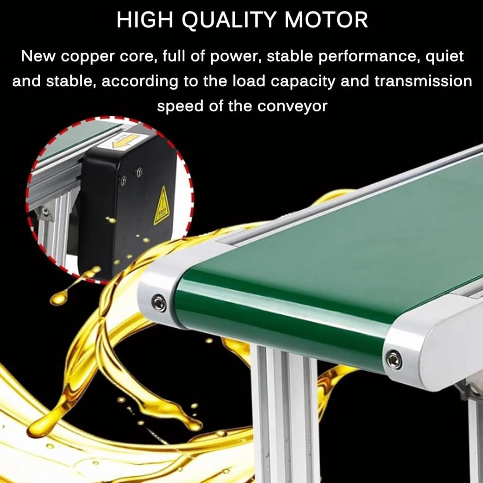Cinta transportadora de PVC 200 x 1000 mm velocidad ajustable aleación de aluminio
