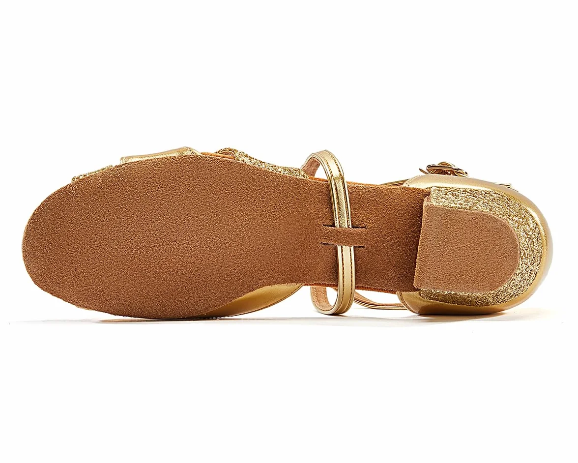 missfiona Zapatos de Baile de Salón para Niñas, Calzado de Danza Latina con Purpurina para Niños/Mujer, 3.5 cm