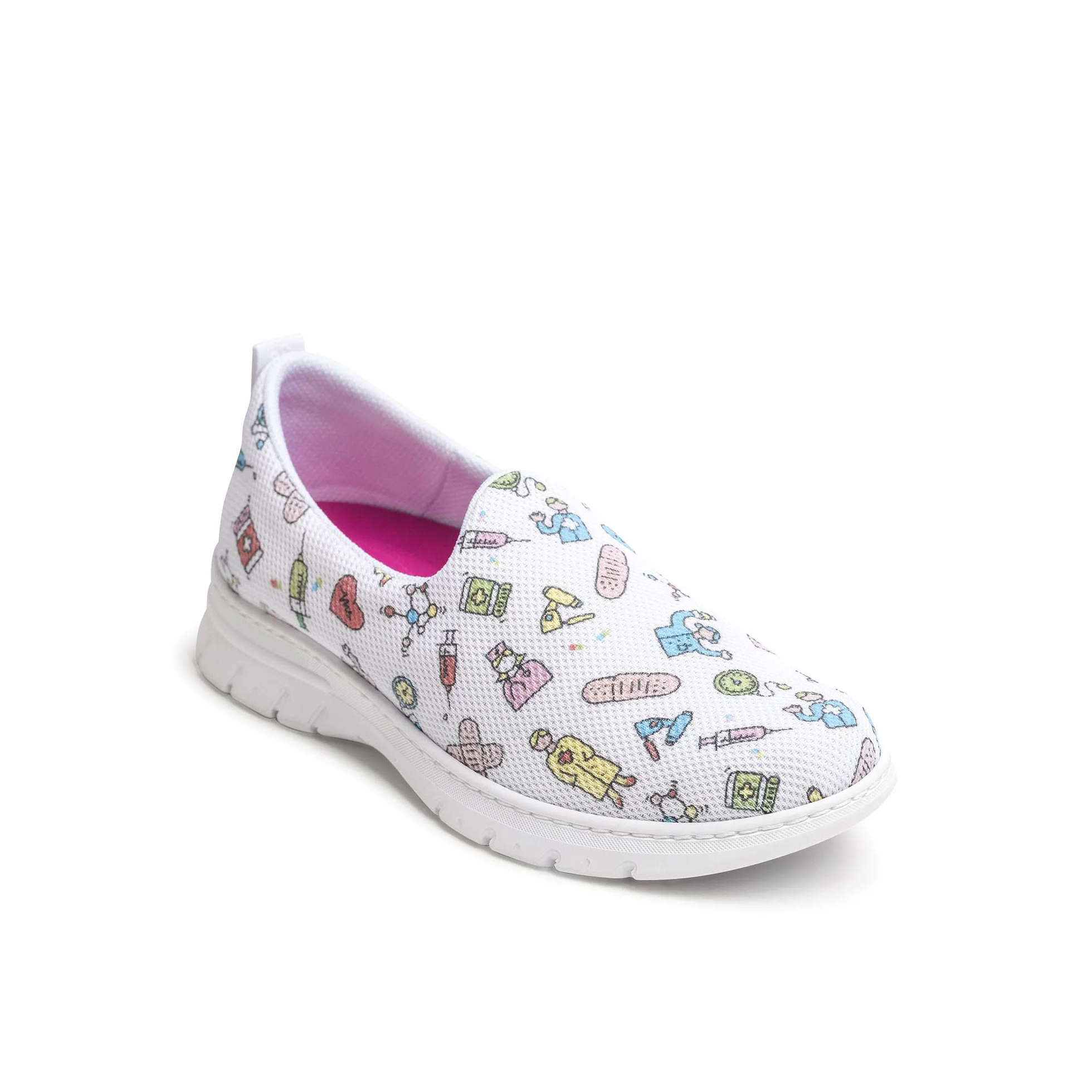 Dian Zapatillas de Trabajo ultraligeras, antibacterianas, Antideslizantes, Ideales para hospitales, Sanitarios, cocinas y Personas de Limpieza, Valencia Plus Estampado