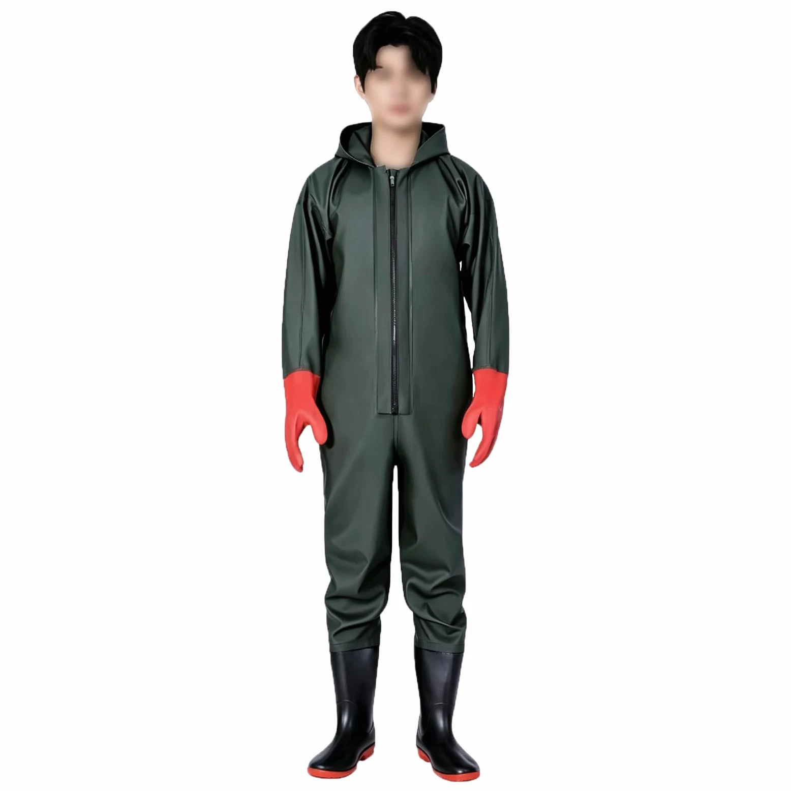 Waders De Pesca para Hombres y Mujeres, Impermeables, con Gorro para Lluvia y Guantes, Botas Antideslizantes, Ligeros, Unisex; Ideales para Jardinería, Granja, Acampada