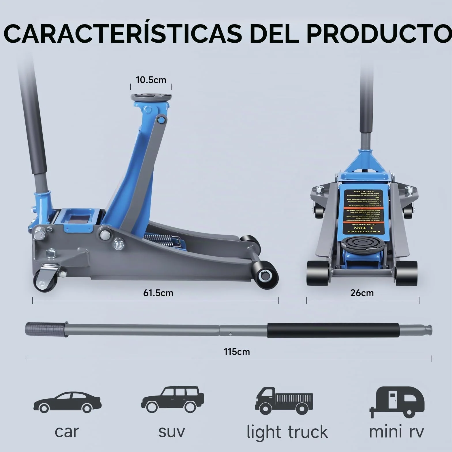 LARBANKE Gato hidráulico de perfil bajo 3 toneladas aluminio acero bomba doble elevación rápida 2993,7 kg