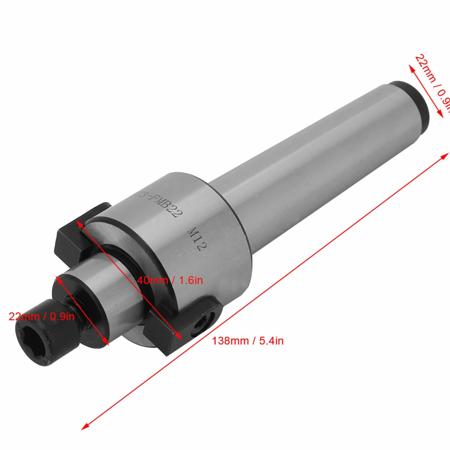 Fafeicy Soporte de Fresado Cónico M12 de Acero 138 mm Ranura 22 mm para Corte de Chapa Metálica MT3-FMB22