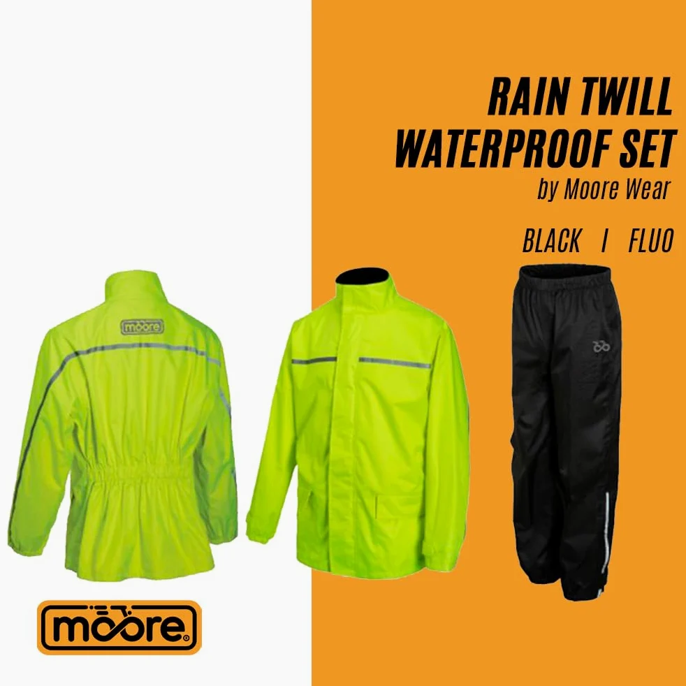 Moore Traje de Lluvia Rain Twill Fluo Negro – Impermeable 20,000 mm, Costuras Termoselladas, Alta Visibilidad.