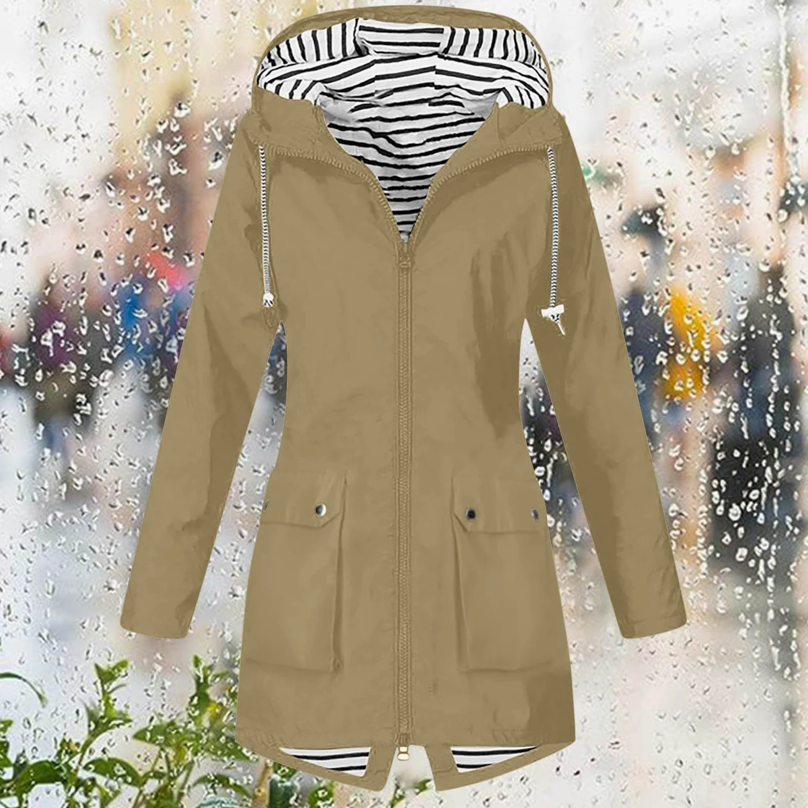 Generisch Chubasquero ligero para mujer con cremallera para mujer, Hardshell, para exteriores, con capucha, chaqueta de senderismo, 1 chaqueta de invierno para mujer
