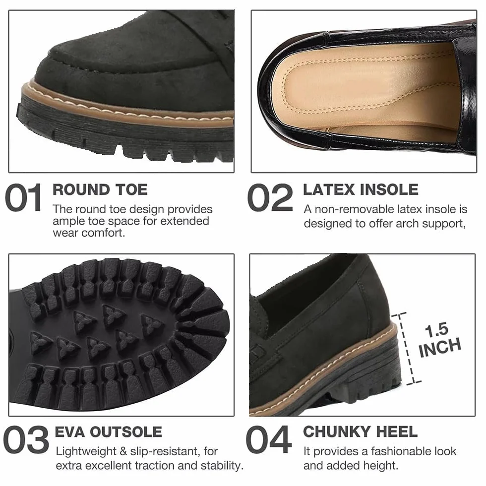 Mocasines con Plataforma, Mocasines Cómodos para Mujer, Mocasines con Plataforma para Mujer, Cómodos Y Sin Cordones, Moda Informal