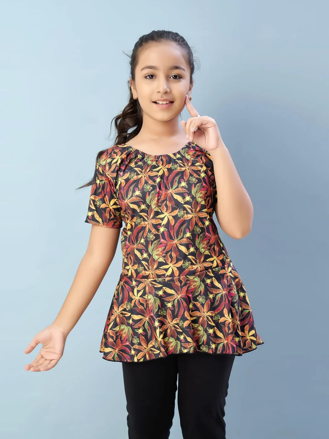 Aarika Traje de baño de una pieza para niñas, Amarillo y negro, 14-15 Y