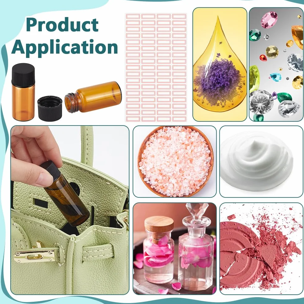 NBEADS Botella de Vidrio Ámbar 5 ml Frasco Pequeño para Aceite con Tapas de Rosca para Aceites Esenciales