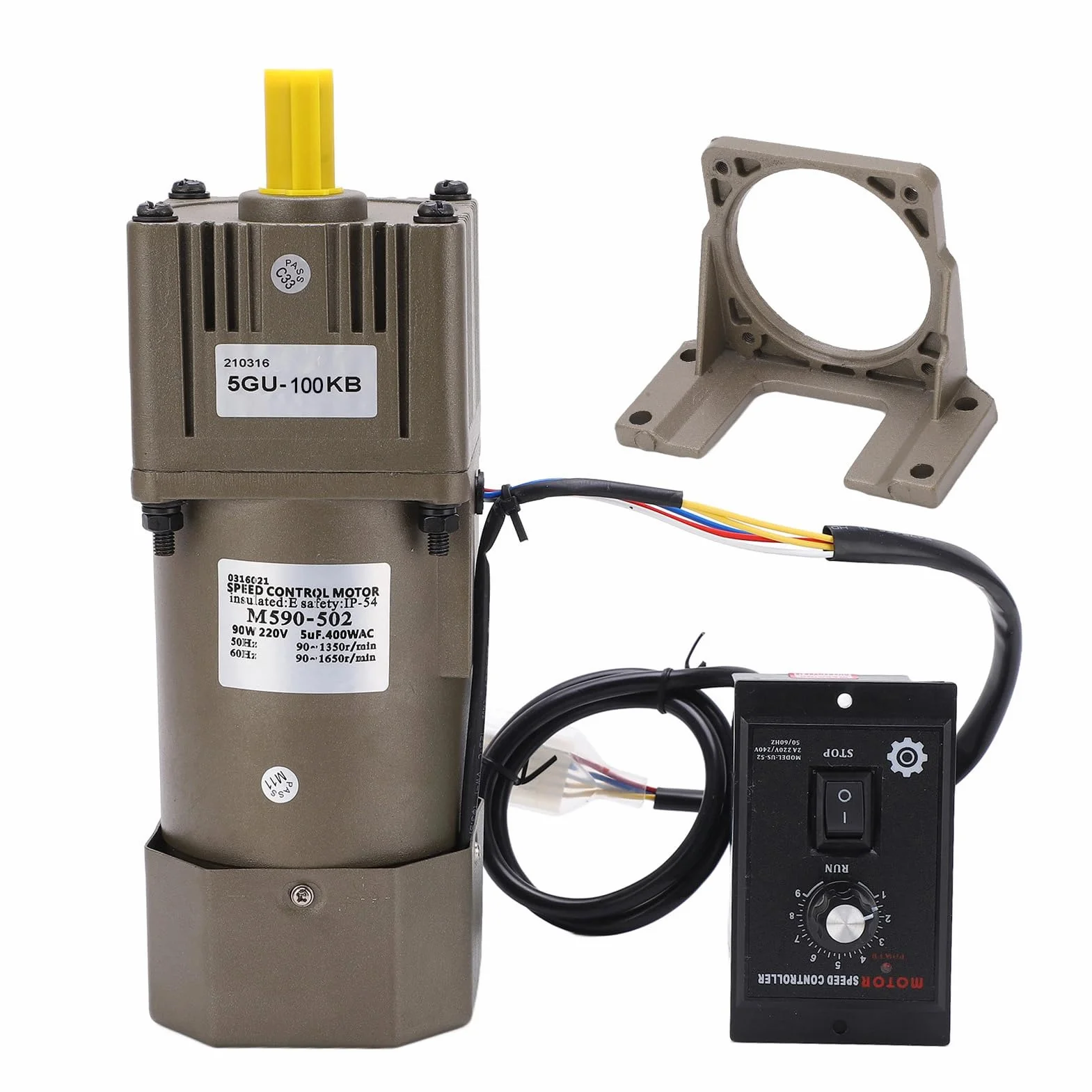 Motor AC 220V 90W Velocidad Ajustable Inversor Continuo con Regulador y Soporte