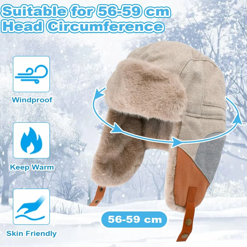 NAROSEBE Gorro de Bombardero Sombrero de Trampero Unisex Gorro de Aviador Caliente Sombrero de Aviador Gorro de Invierno Termico Gorro de Invierno Unisex con Orejas para Esquiar Escalar Pescar Cazar