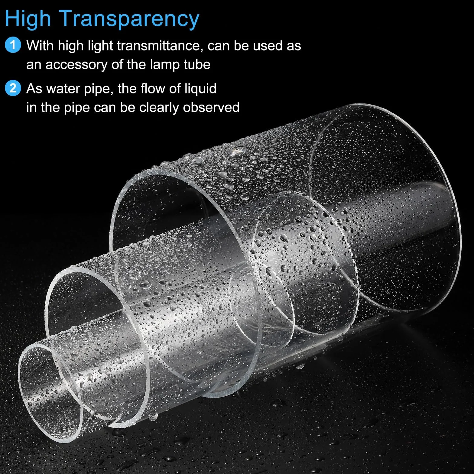 sourcing map Acrílico Tubo Transparente Rígido Redondo 56mm ID 60mm OD 6"