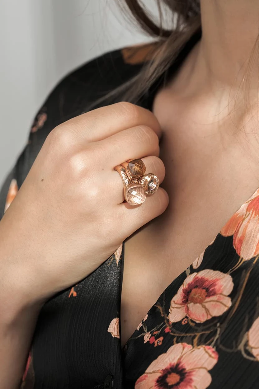 QUDO ANILLO FIRENZE - ORO, Metal no precioso., cristal,