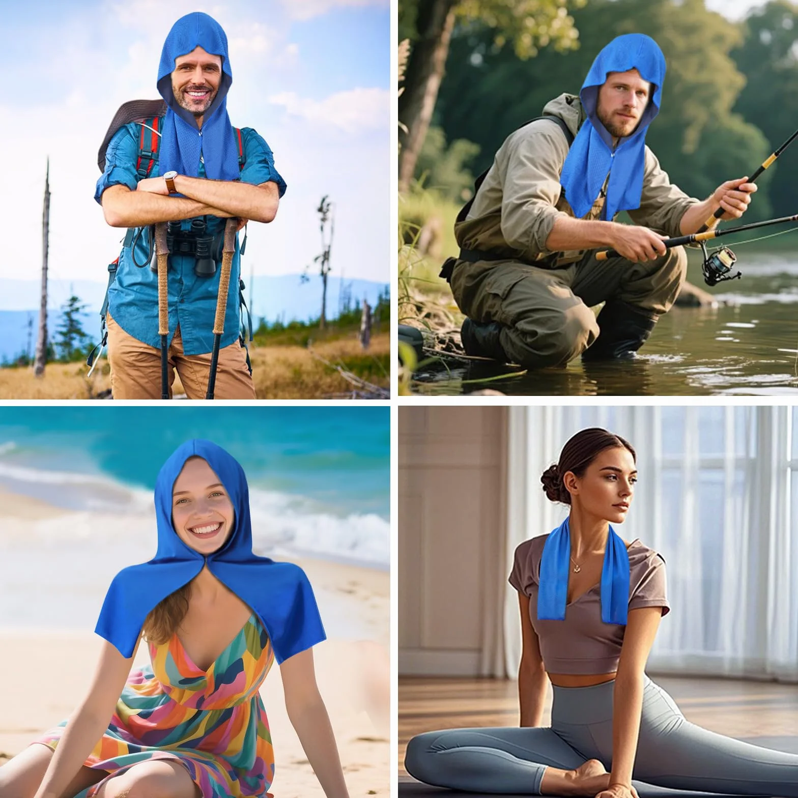 Toalla Refrescante Deporte, Pañuelo Cabeza Deporte Toallas Refrescantes, Microfibra Toalla Refrescante con Capucha, Toallas de Refrigeración para Cuello y Cara para Deporte, Camping, Playa, Aire Libre