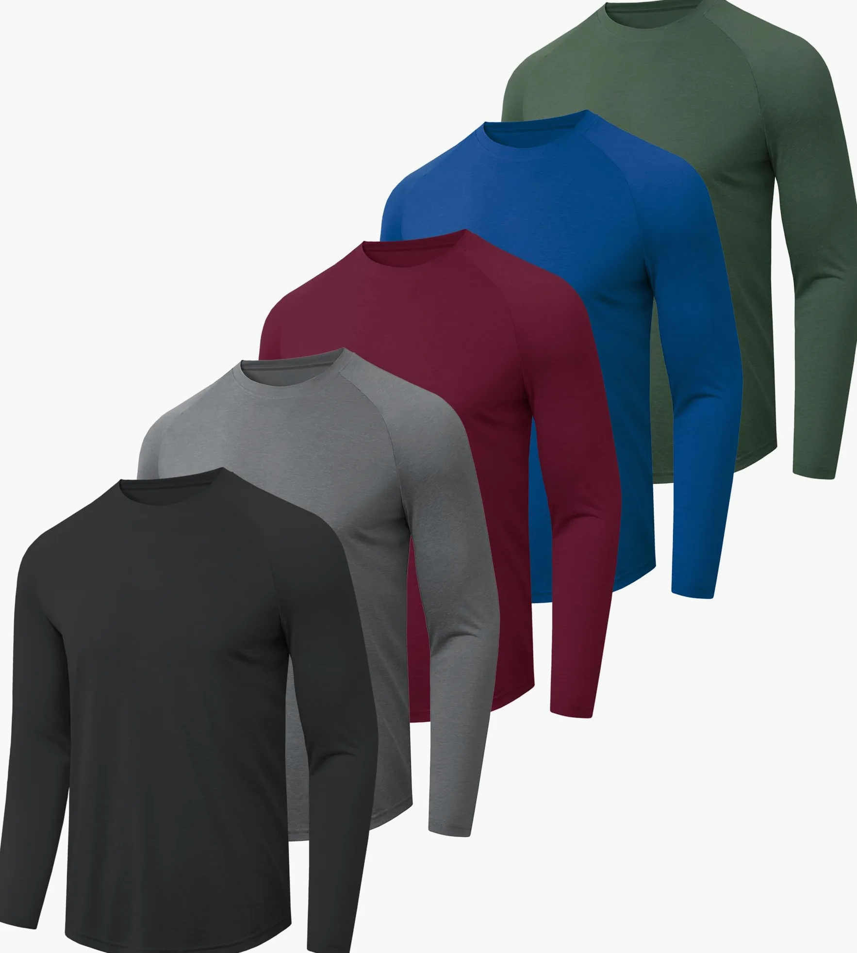 CE' CERDR Camiseta de manga larga para hombre, ajuste seco, absorbe la humedad, protección solar, camiseta de manga larga para entrenamiento, correr, 5f - Negro/Azul/Gris Oscuro/Verde Militar/Rojo, XL