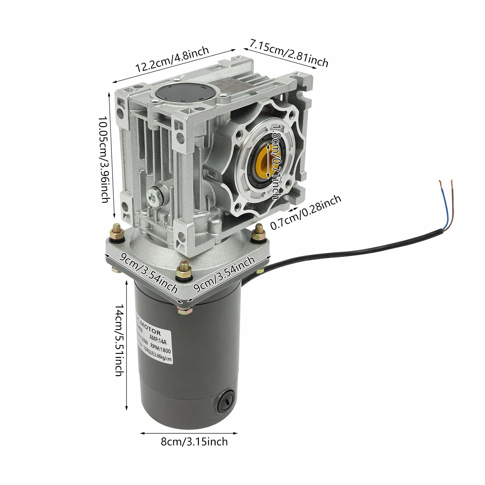 Motor reductor Worm Gear 120 W RV 12 V 1800 rpm aluminio fundido