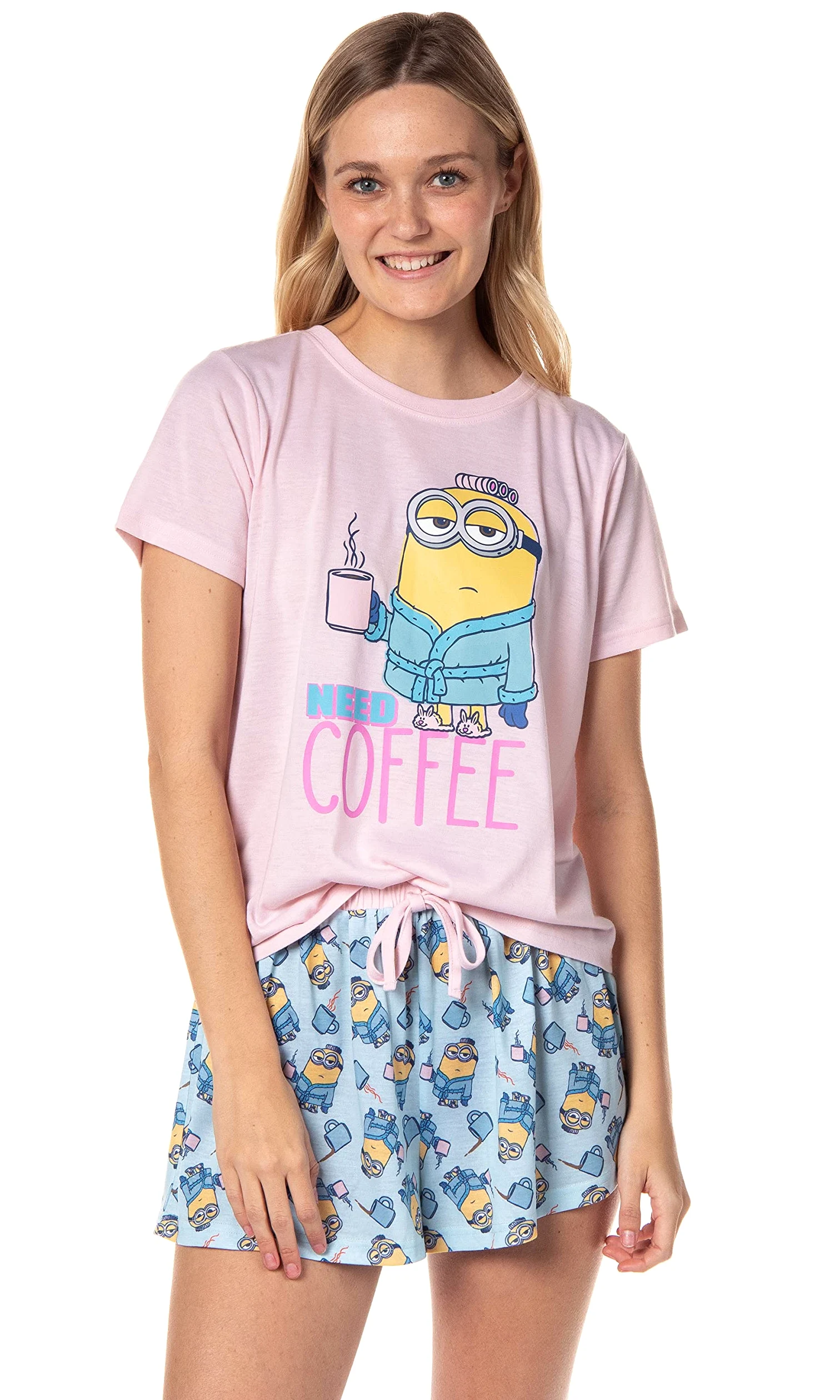 INTIMO Mi villano favorito Minions Need Coffee - Pijama para mujer, diseño de personajes de café