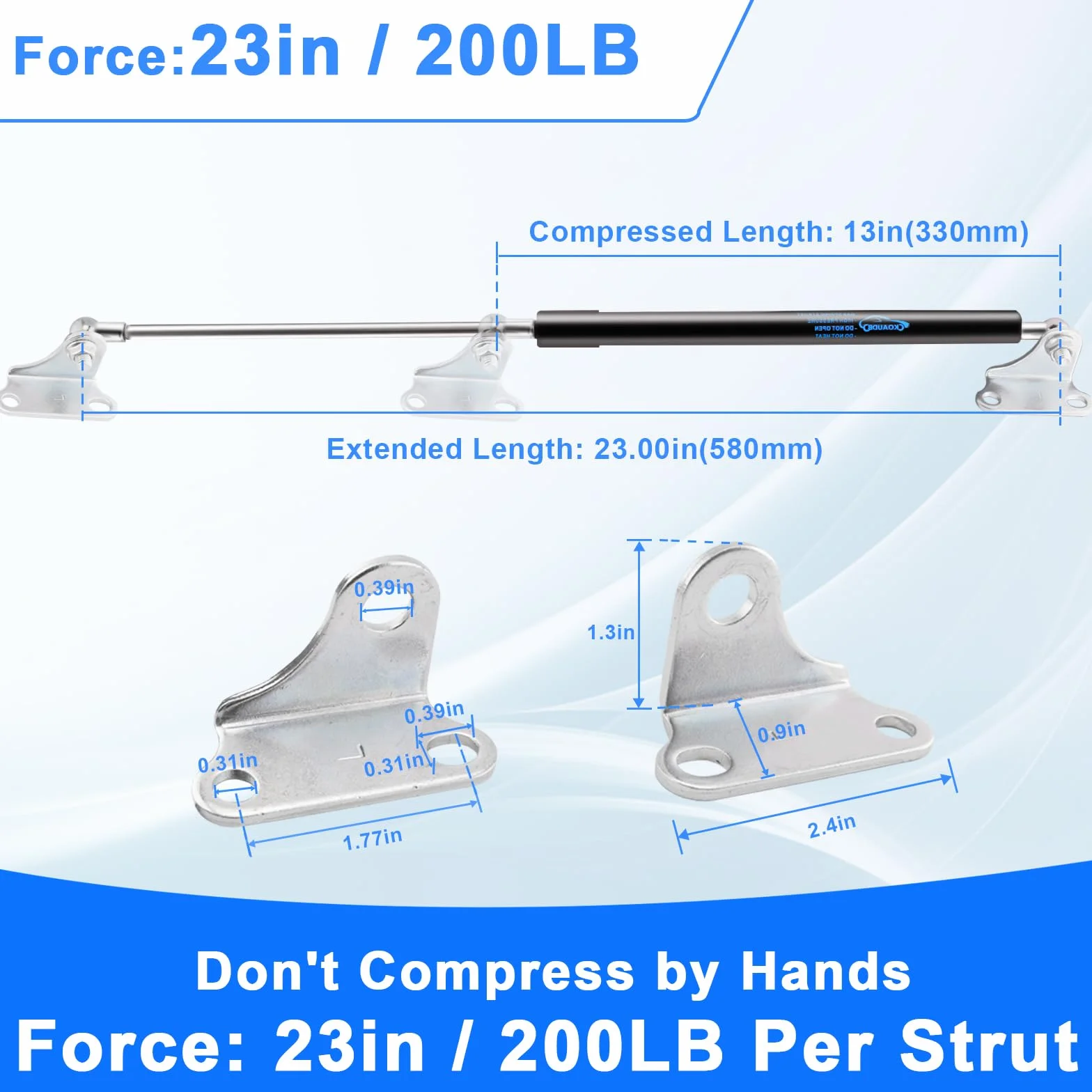 580MM 890N/200LB Amortiguadores con L soporte de montaje Pistones Hidraulicos para Puertas de armarios cocina TV gabinete almacenamiento tapa 2PCS