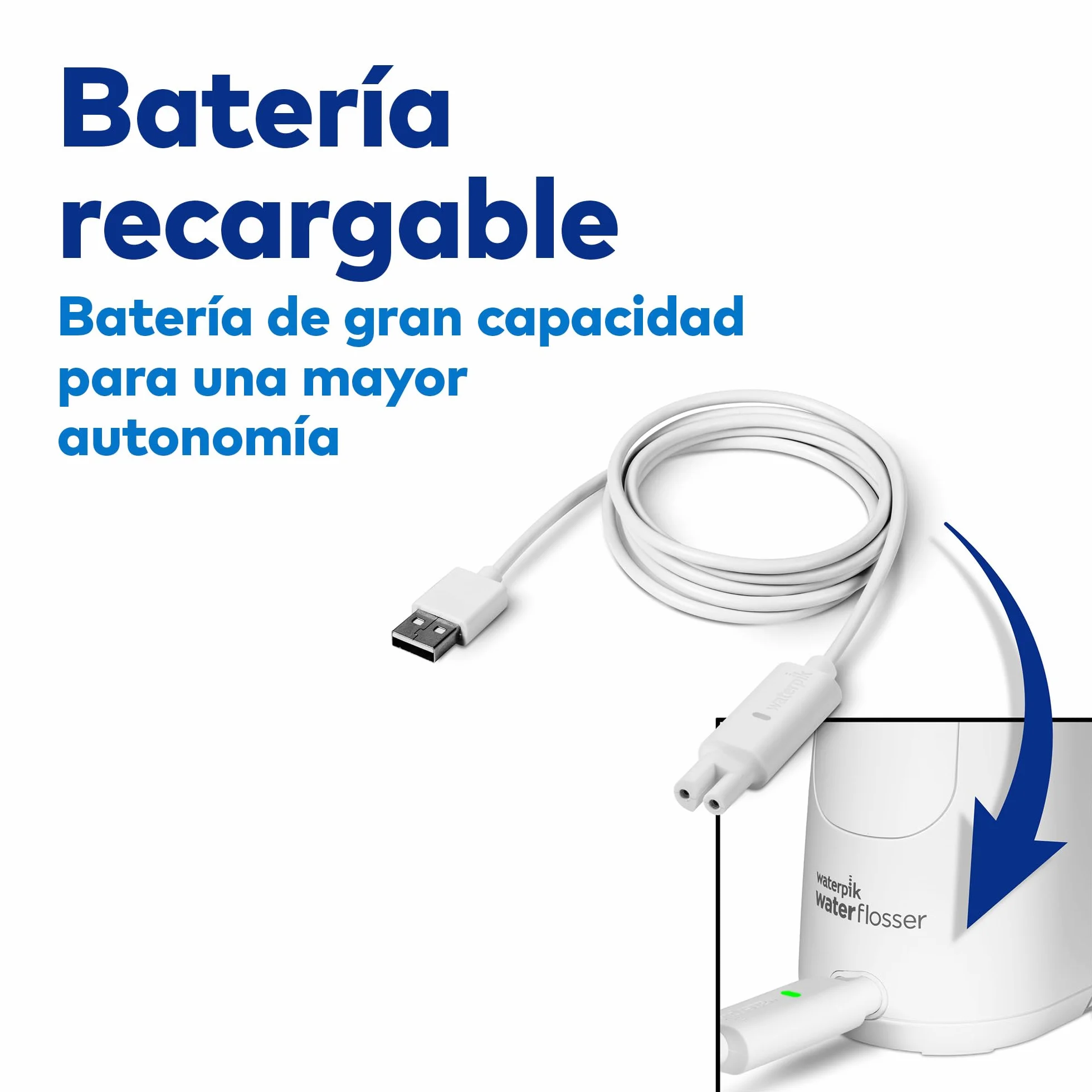Waterpik Irrigador Dental Inalámbrico WF-13, Cepillo Eléctrico Recargable, Elimina Placa, Portátil Blanco