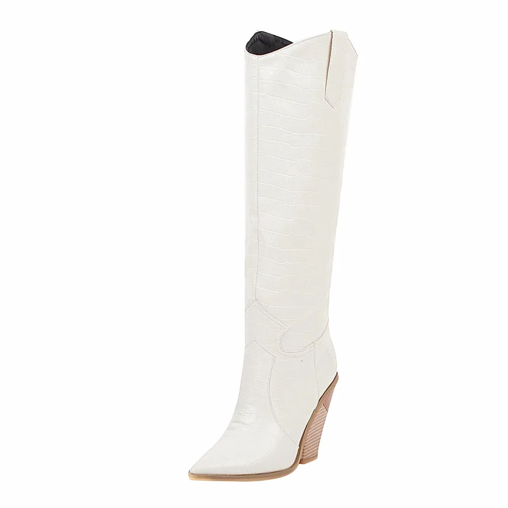 Botas Largas para Mujer Botas hasta La Rodilla del Reino Unido Botas De Montar para Mujer Cuñas con Punta Puntiaguda Botas De Tobillo De Tacón Grueso para Mujer Zapatos De Fiesta Elegantes Informales