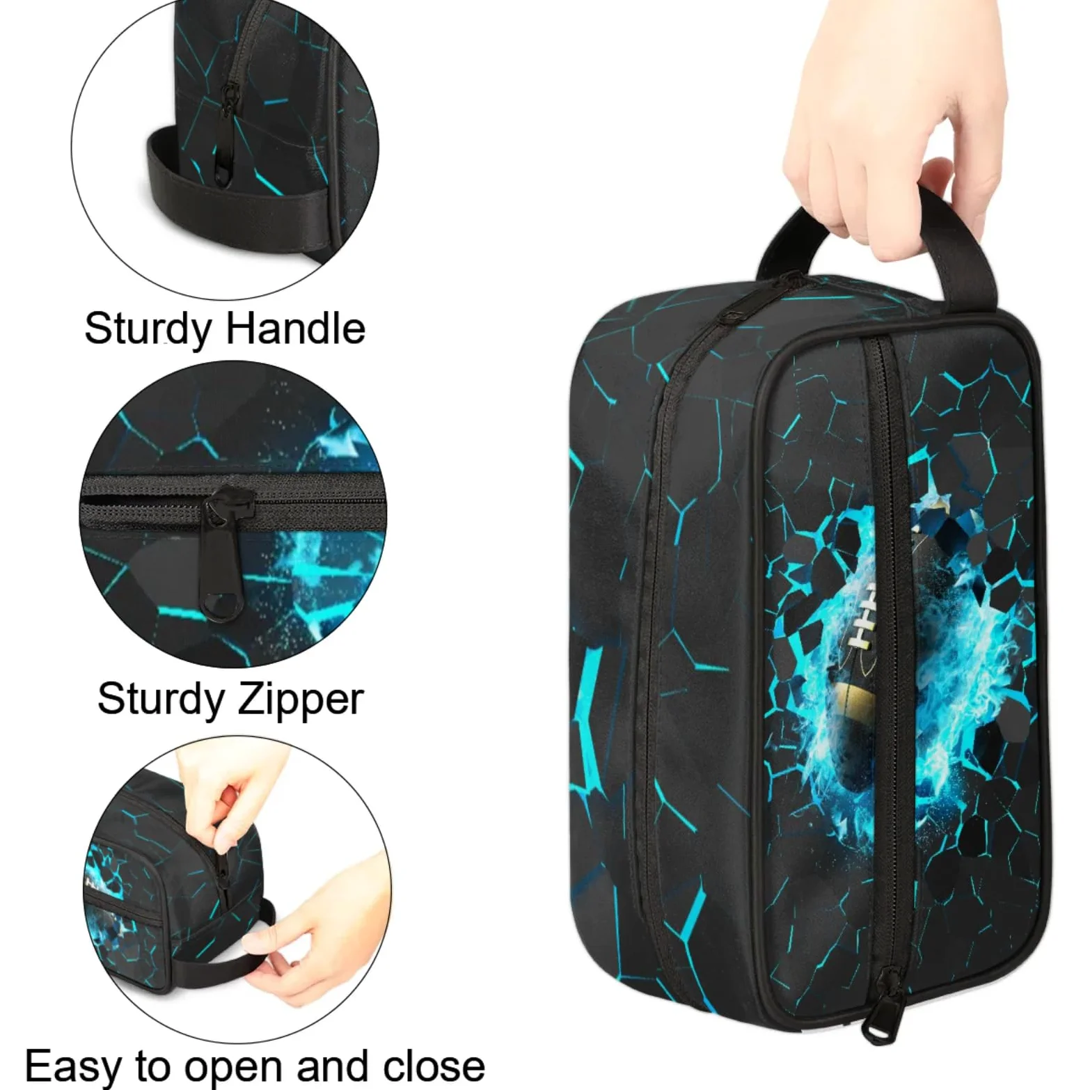Neceser infantil para niños, impermeable, para colgar artículos de tocador para niñas, kit de maquillaje de afeitado, organizador de accesorios de viaje (fútbol 3D)