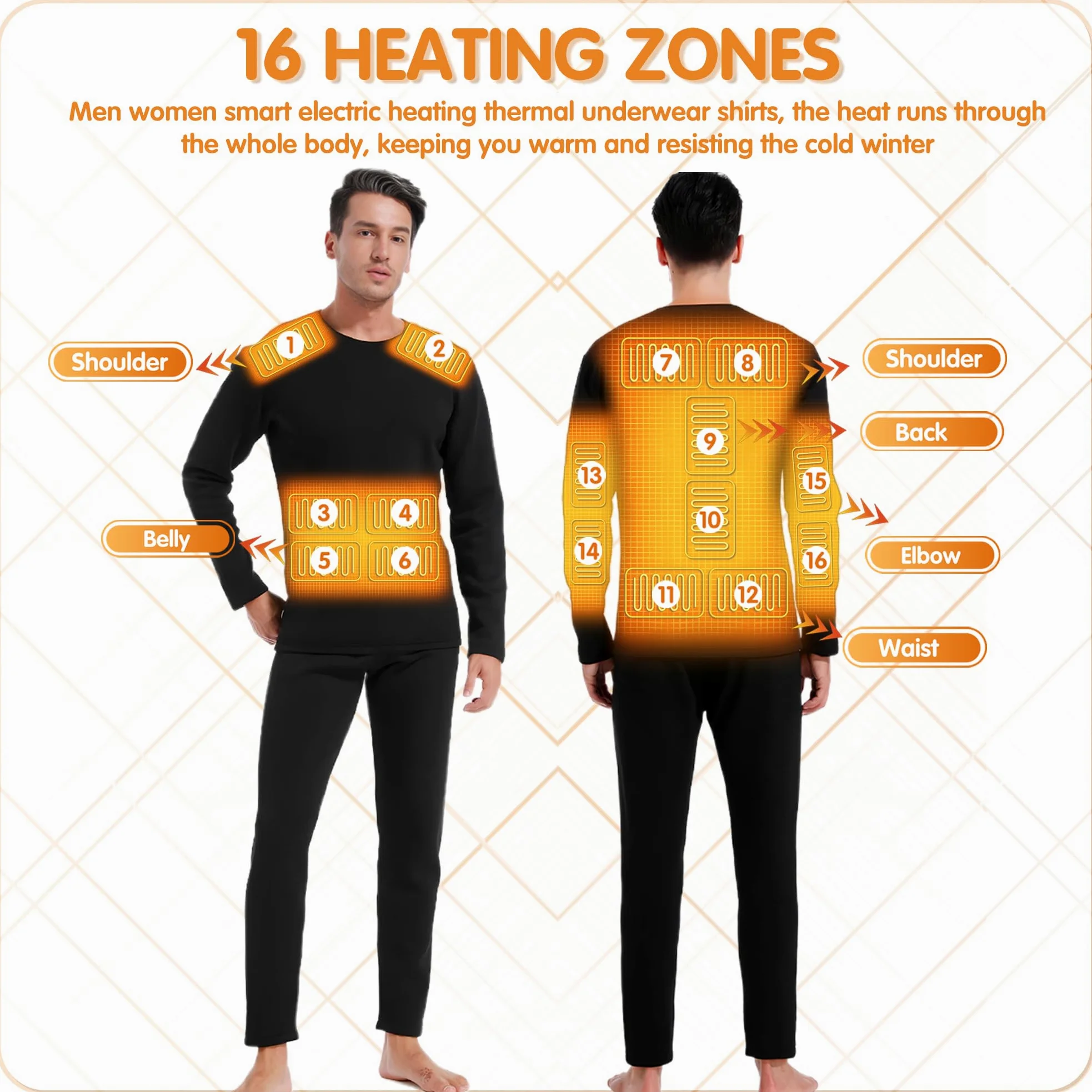 Camisas De Calefacción para Hombres 16 Zonas De Camisa Térmica con Control De Temperatura Independiente para La Caza, Esquí