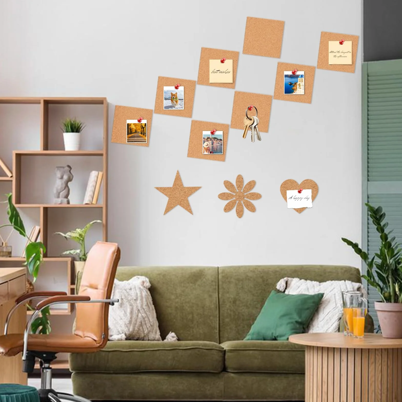 Corcho Autoadhesivo 1mm 10x10cm 25 Piezas para Pared y Decoración